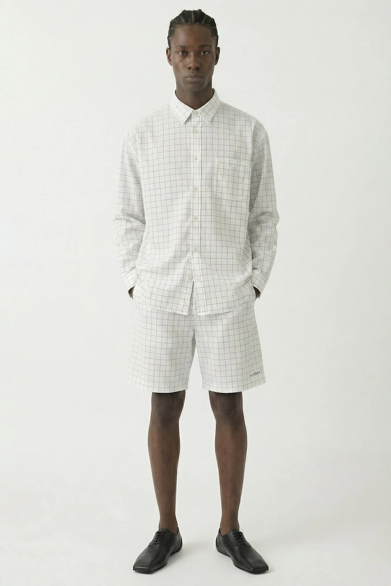 Acne Studios Checkered Shorts in White - Image 4