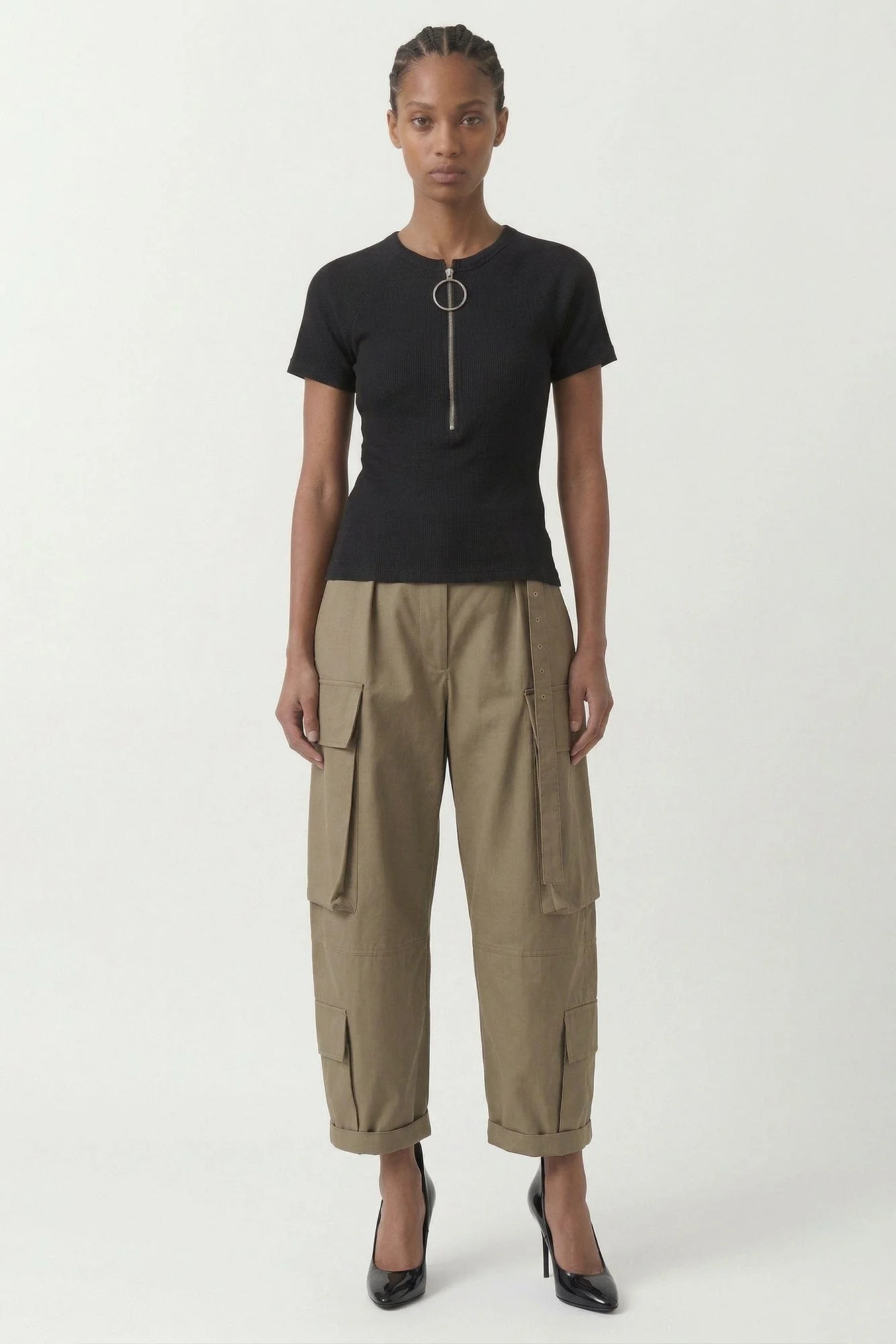 Acne Studios Half Zip T-Shirt in Black - Image 4