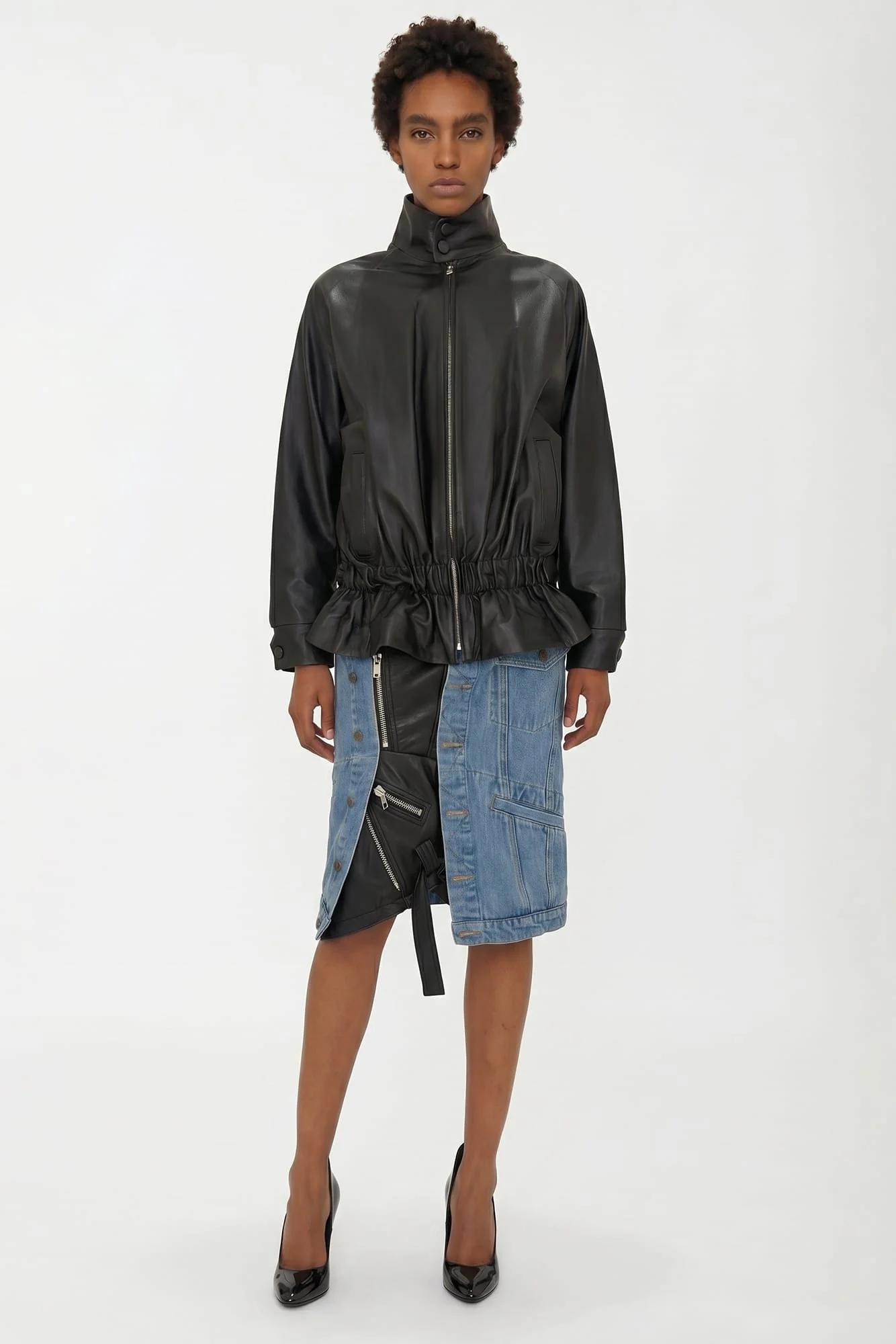 August Barron Denim Moto Jacket Skirt - Image 4