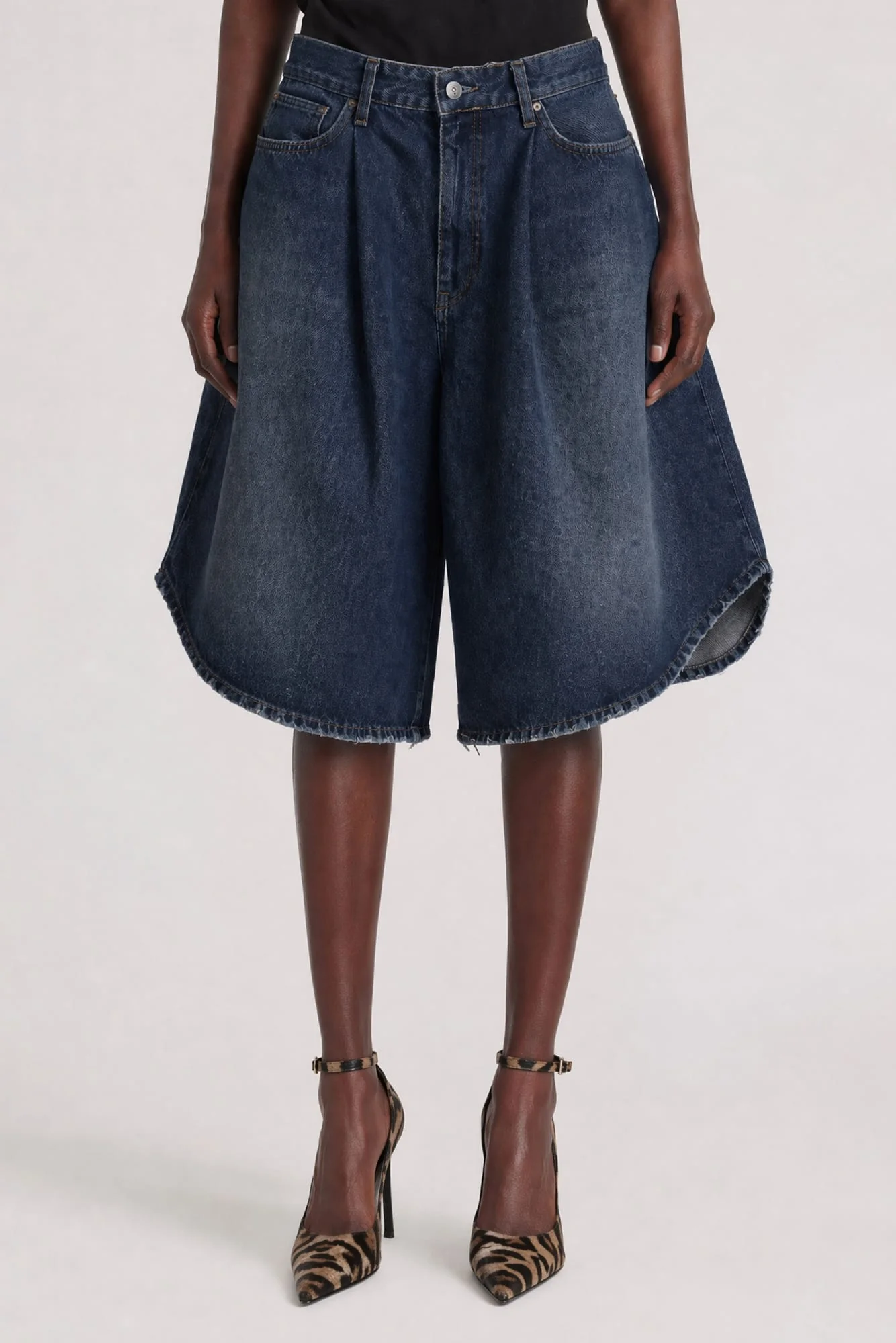 Balenciaga Denim Tulipe Bermuda Shorts