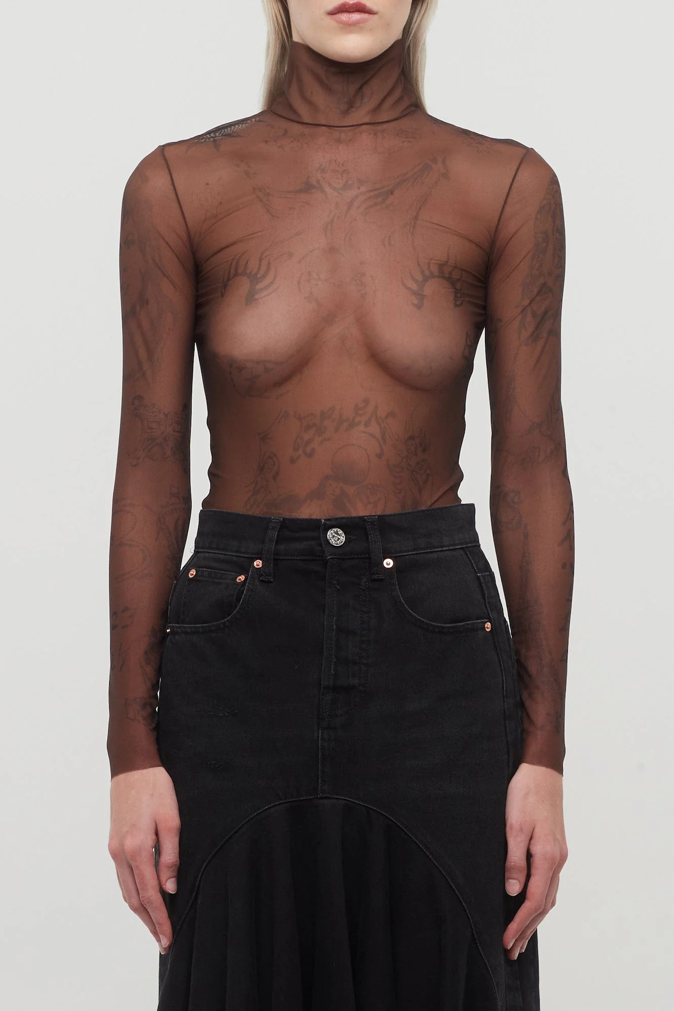 Balenciaga Tattoo Top in Dark Brown