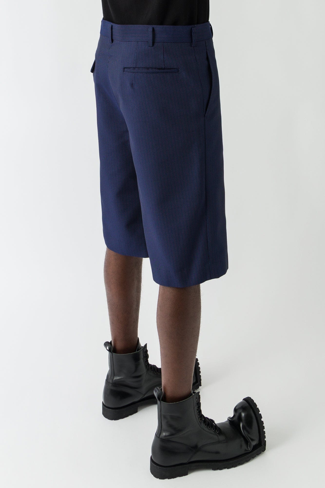 Comme des Garçons Homme Plus Fabric Pin Dot Shorts in Navy - Image 3