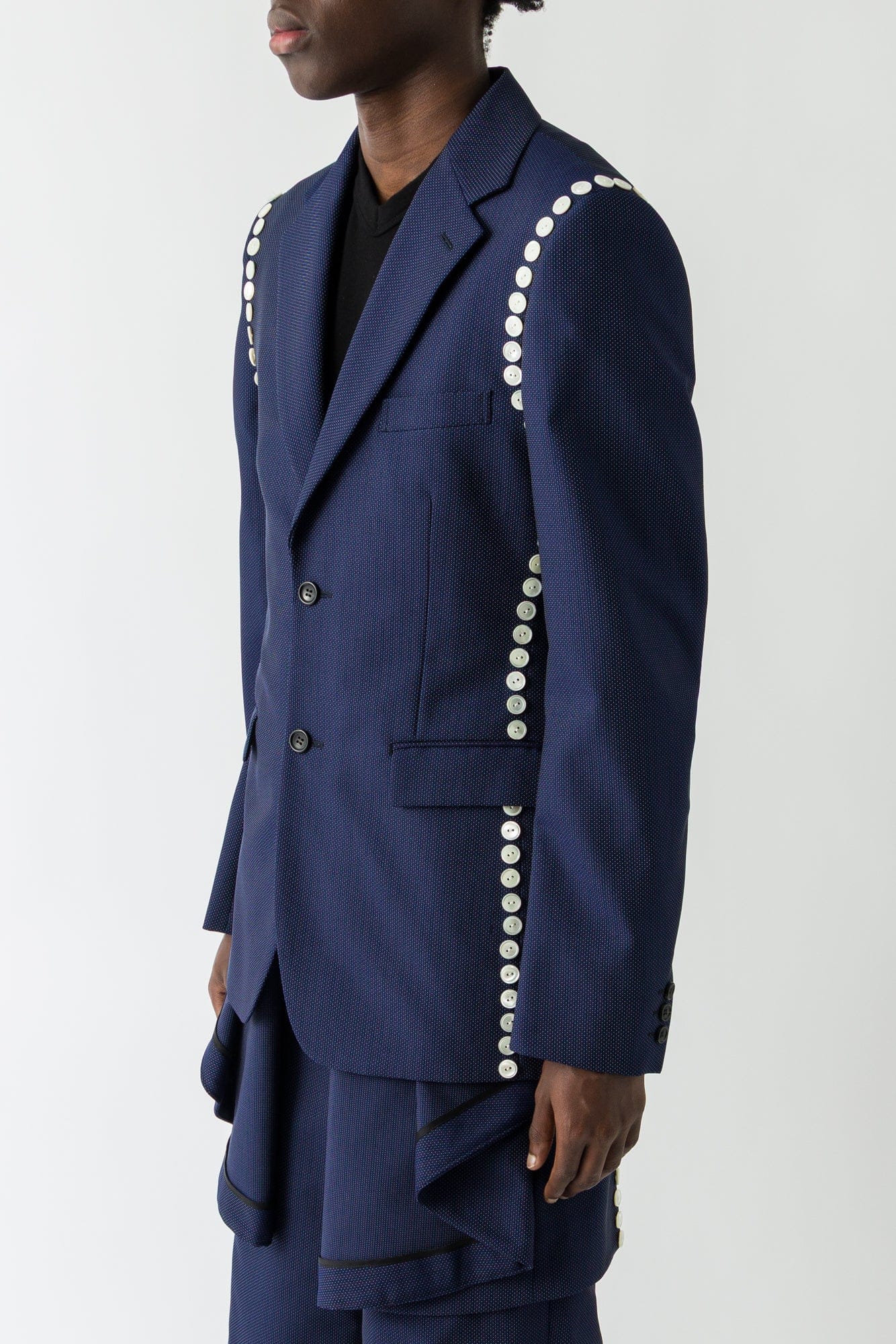Comme des Garçons Homme Plus Overlayered Blazer in Navy - Image 2