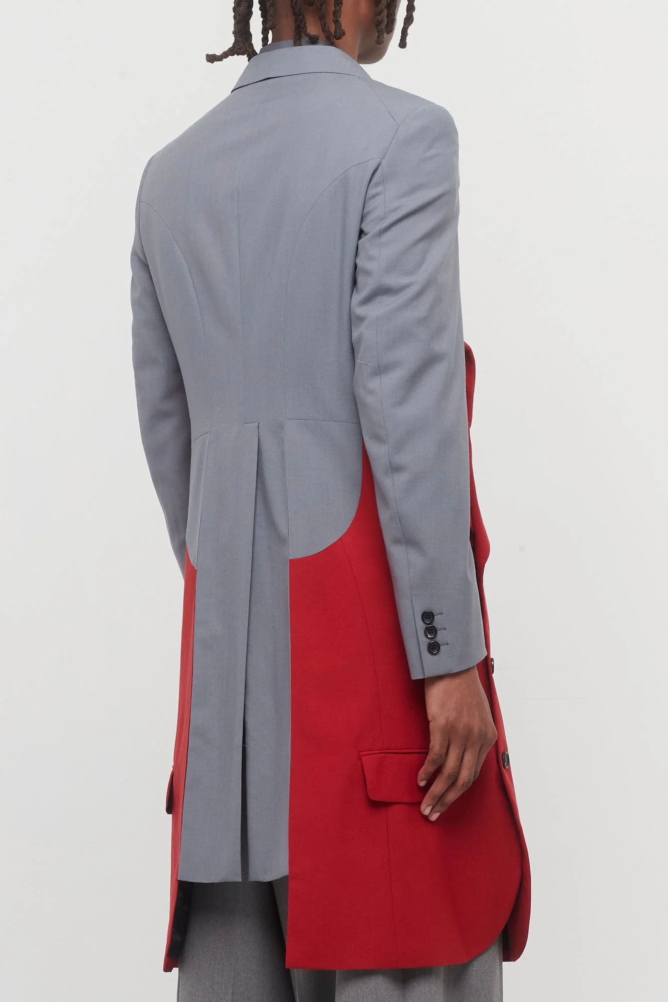 Comme Des Garçons Homme Plus Reconstructed Blazer in Grey and Red - Image 3