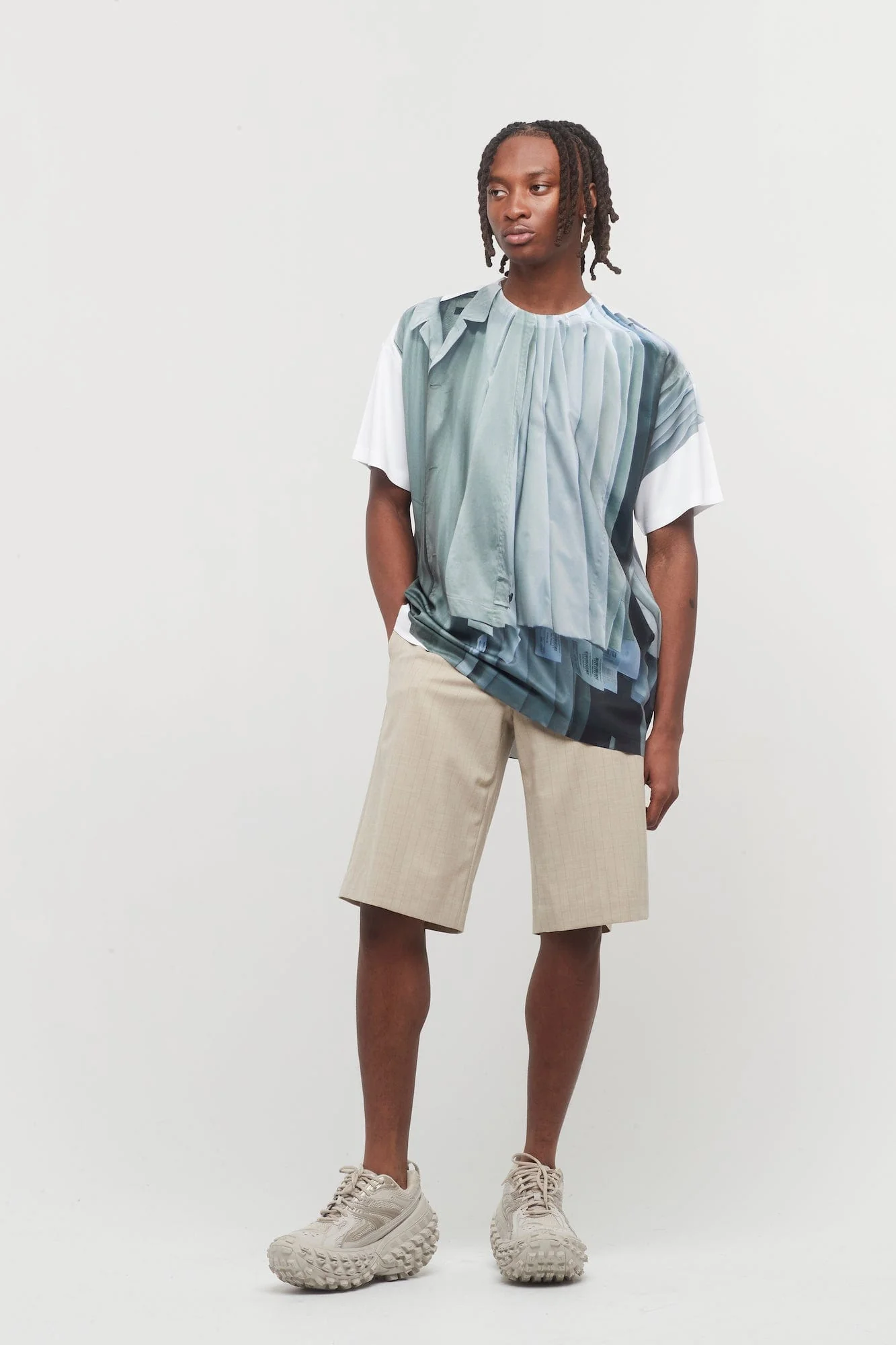 Comme Des Garçons Homme Plus Suiting Shorts in Beige - Image 4