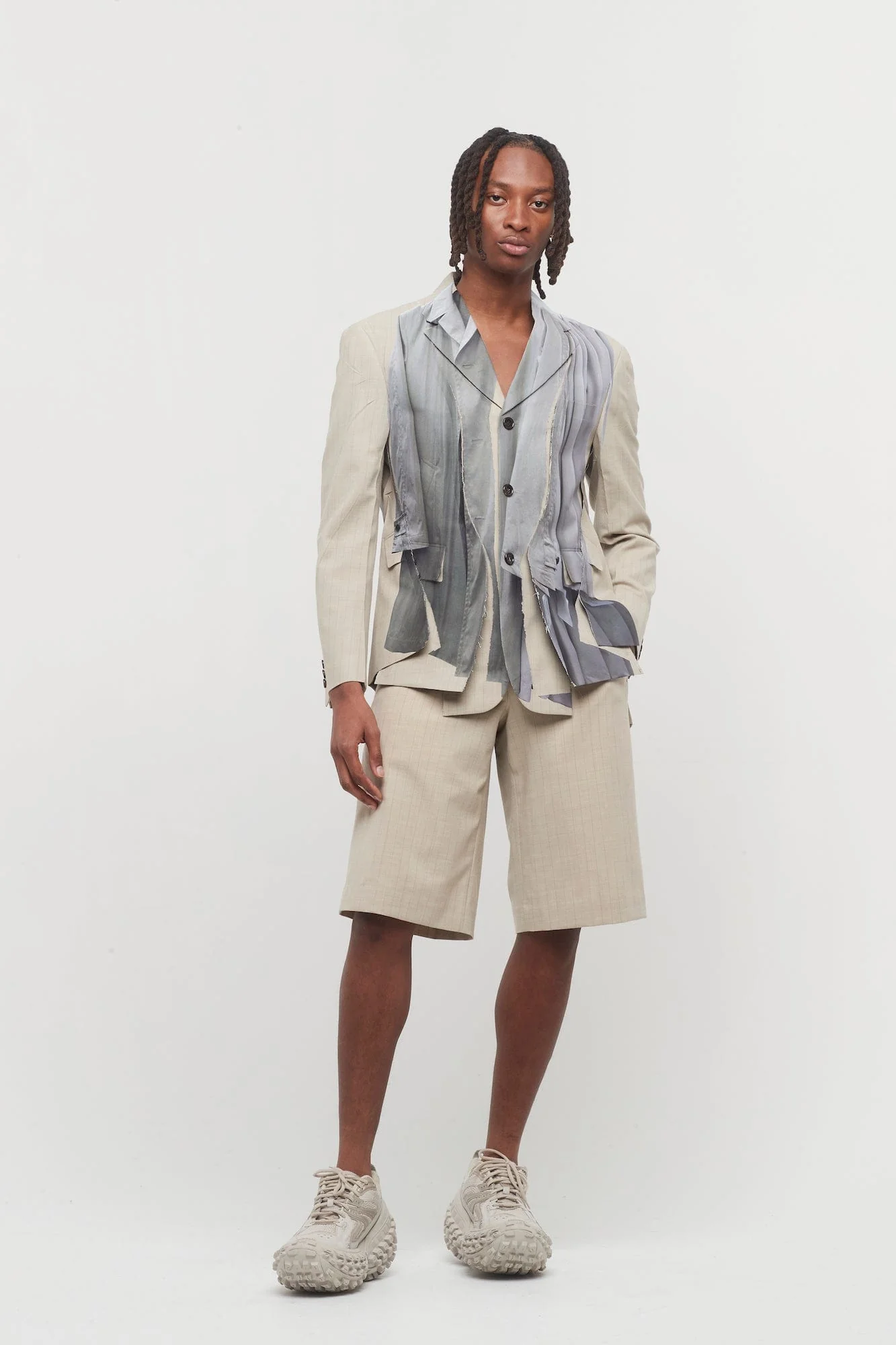 Comme Des Garçons Homme Plus Tromp-L'œil Blazer In Beige - Image 4