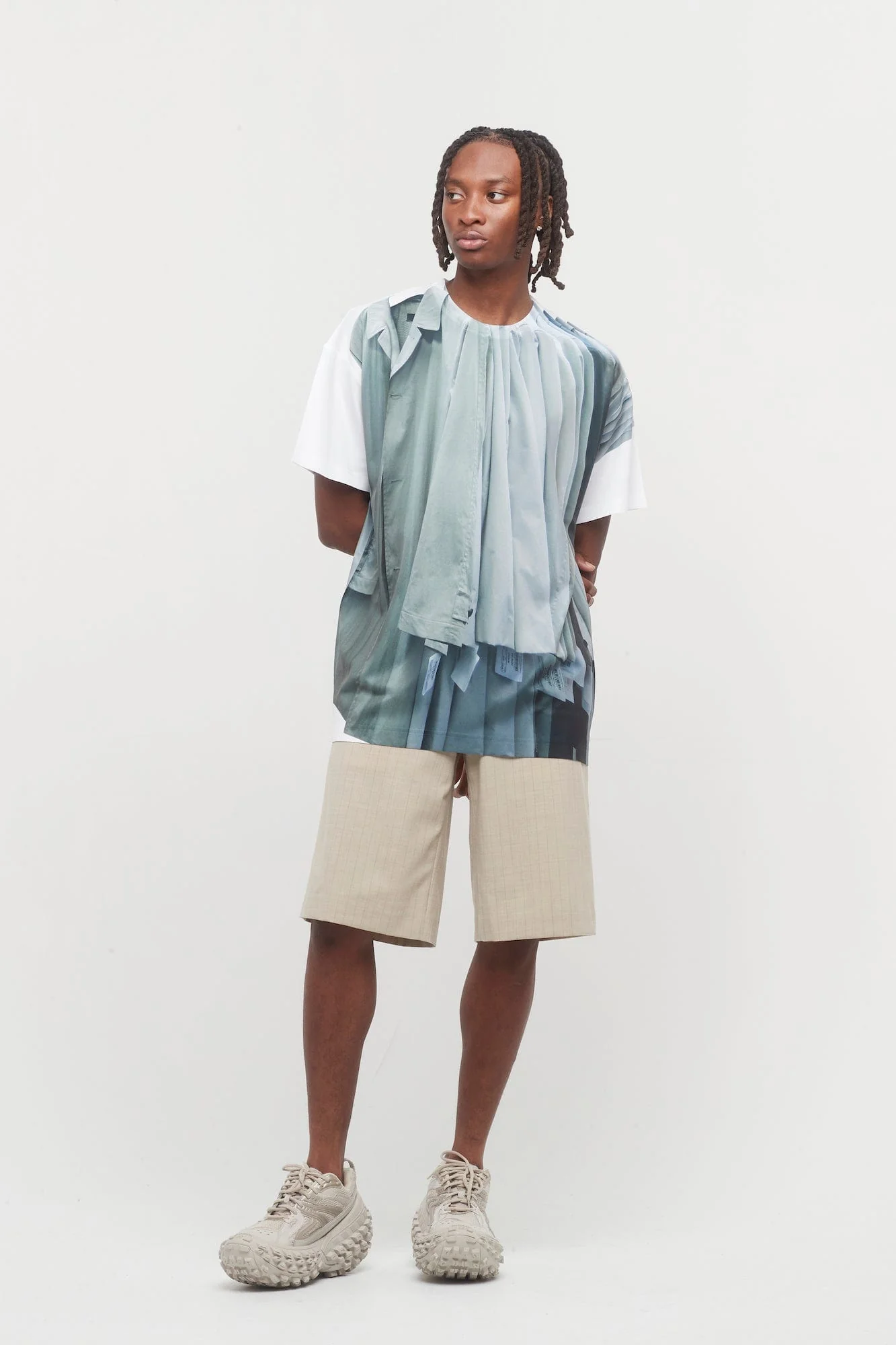 Comme Des Garçons Homme Plus Tromp-L'œil T-Shirt in Grey - Image 4