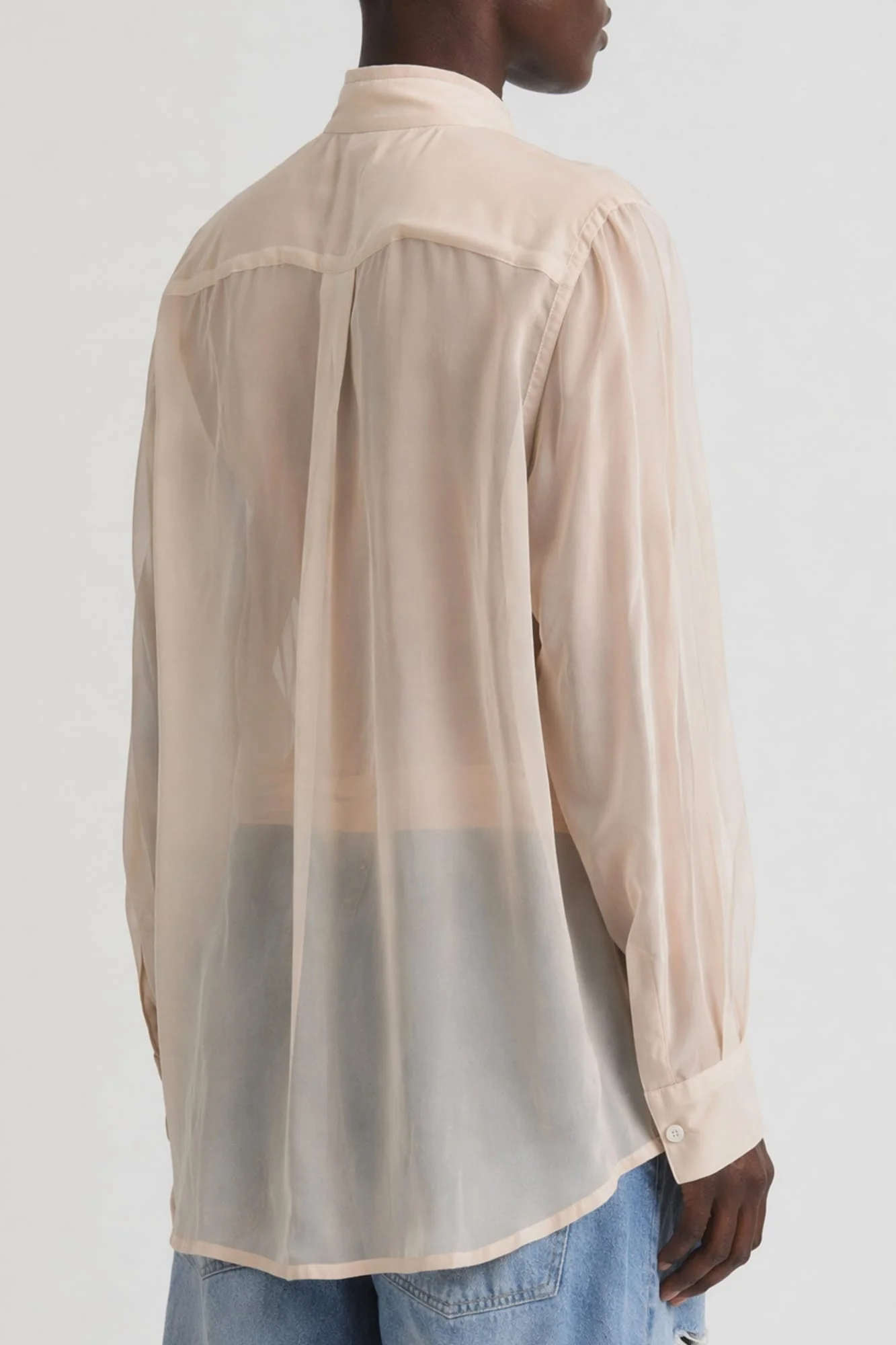 Comme Des Garçons Layered Shirt with Pocket in Beige - Image 3