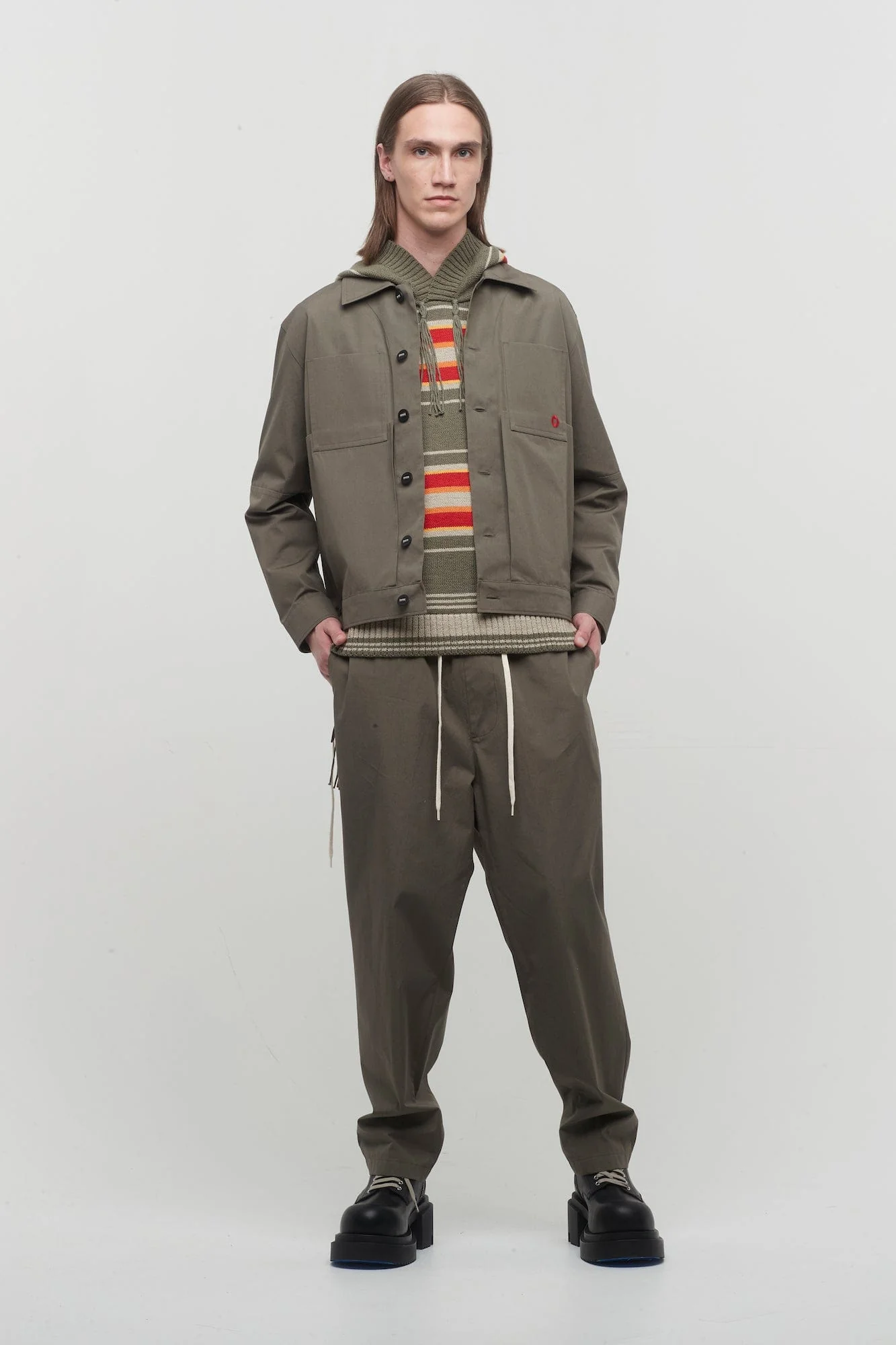 Craig Green Circle Worker Trouser in Olive - Image 4