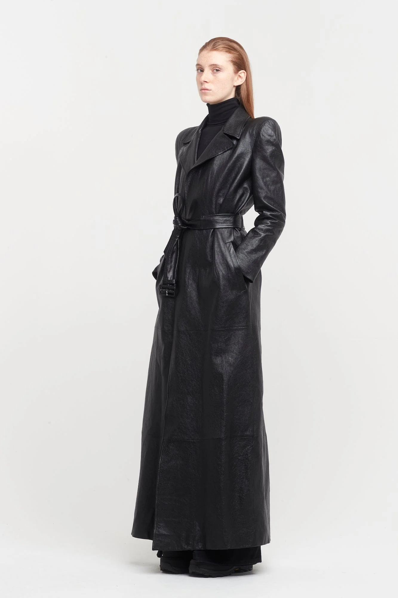 Balenciaga Maxi Leather Trench Coat - Image 4