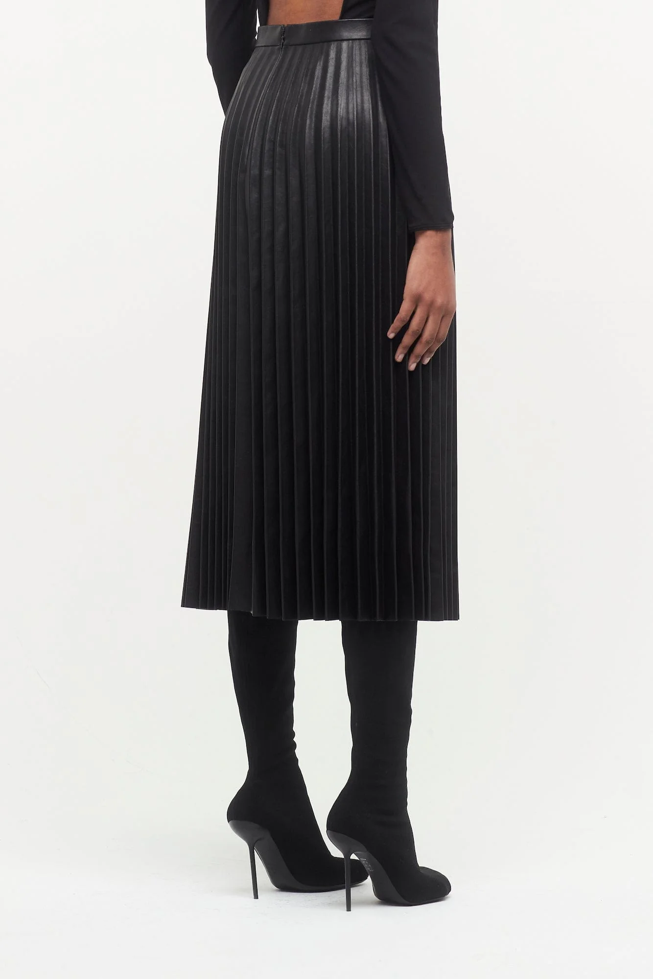 Balenciaga Pleated Leather Skirt - Image 3