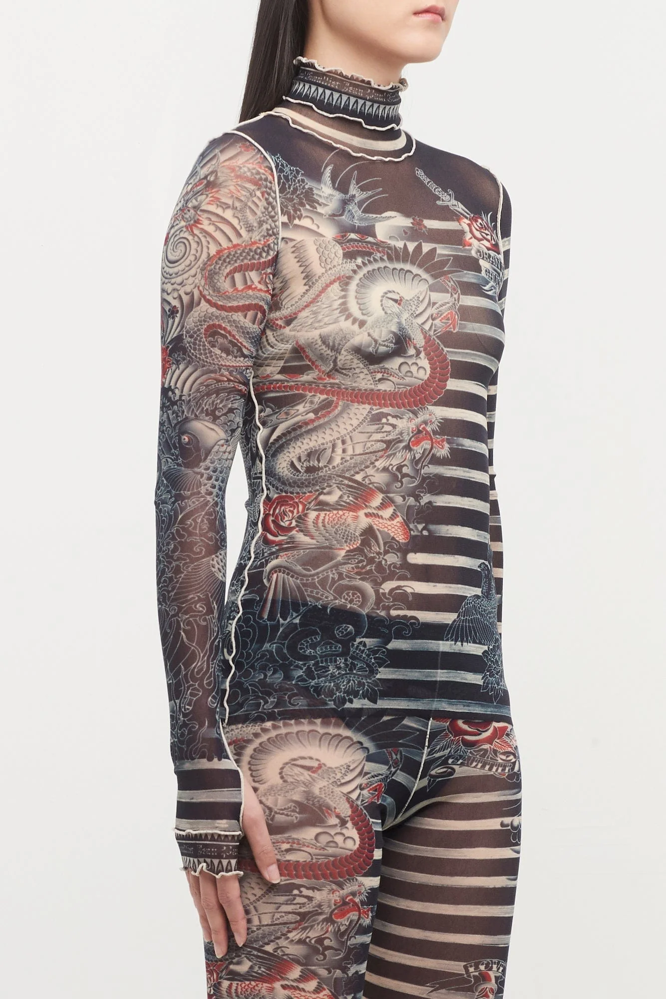 Jean Paul Gaultier Mariniere Tattoo High Neck Long Sleeve Top - Image 2