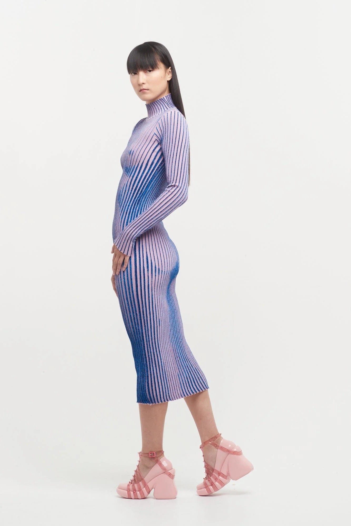 Jean Paul Gaultier Trompe L'oeil High Neck Long Sleeve Dress - Image 6