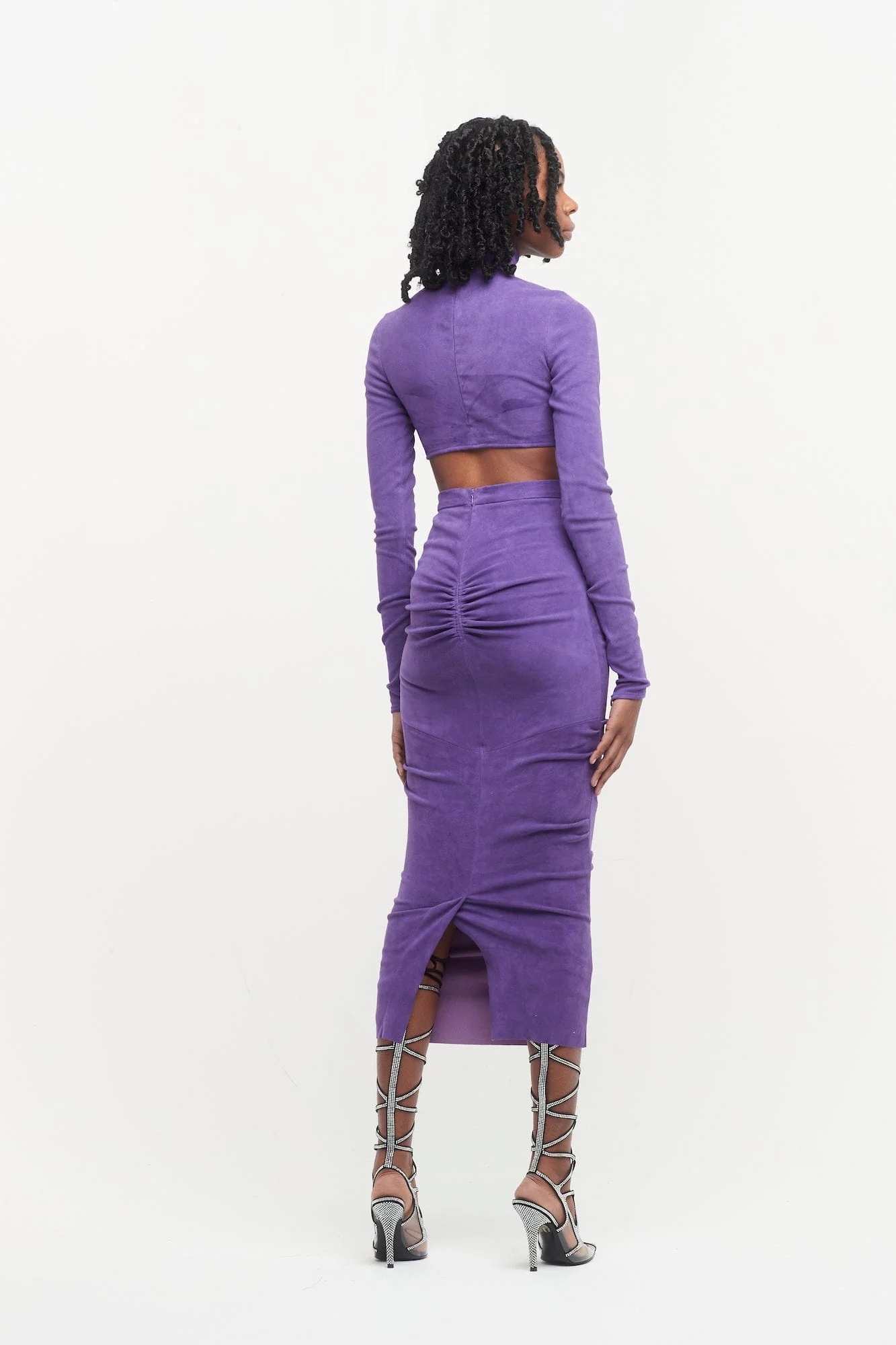 LaQuan Smith Leather Skirt in Grape - Image 4