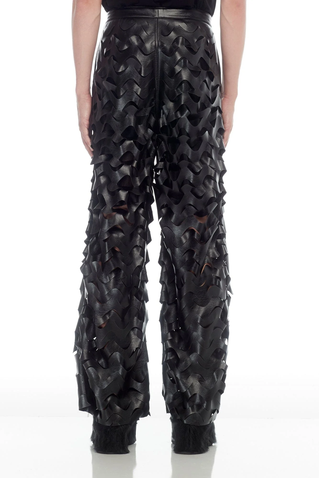 Lu'u Dan Laser Cut Wide Leg Pant in Black - Image 3