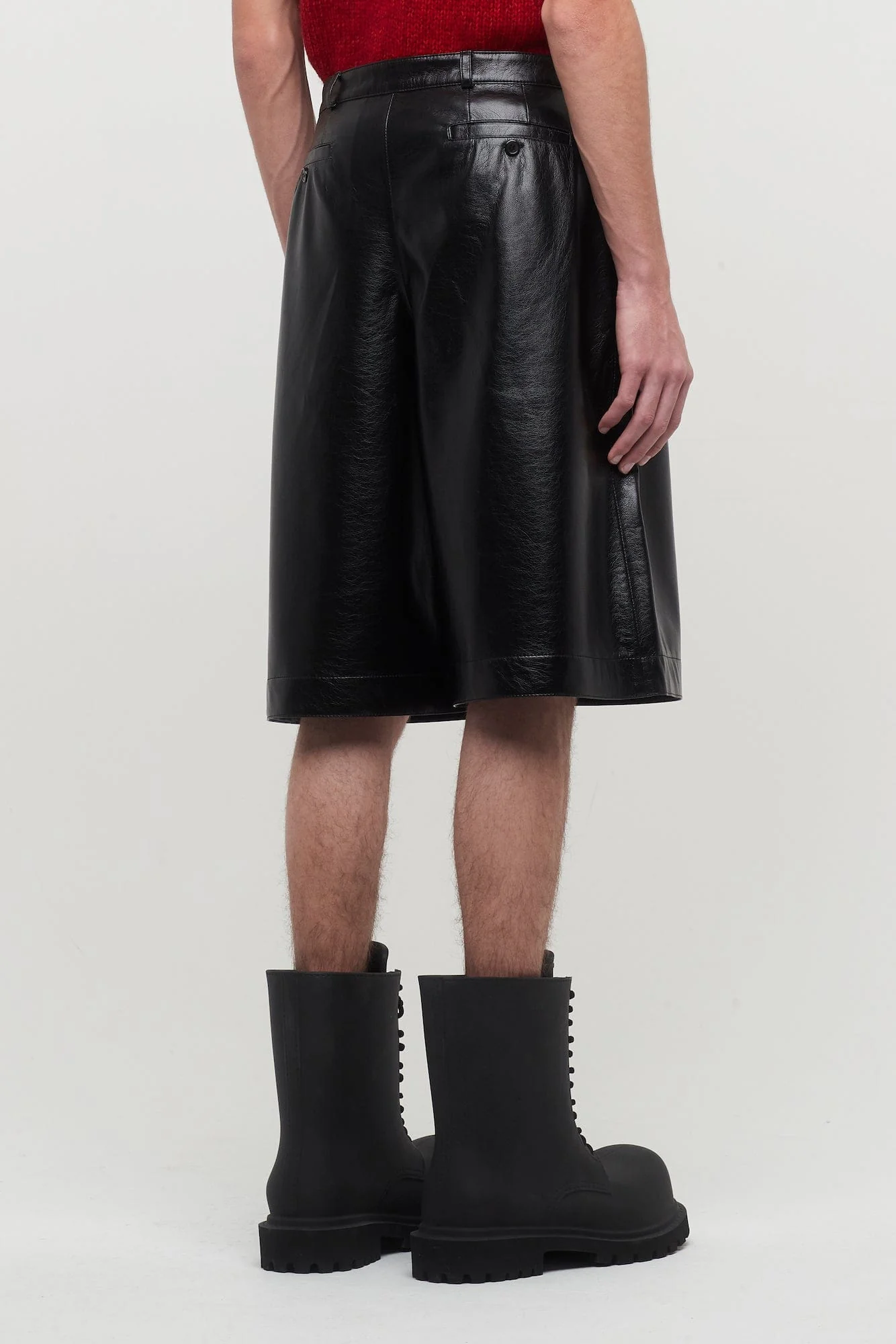 Lu'u Dan Unisex Faux Leather Boxy Shorts In Black - Image 3