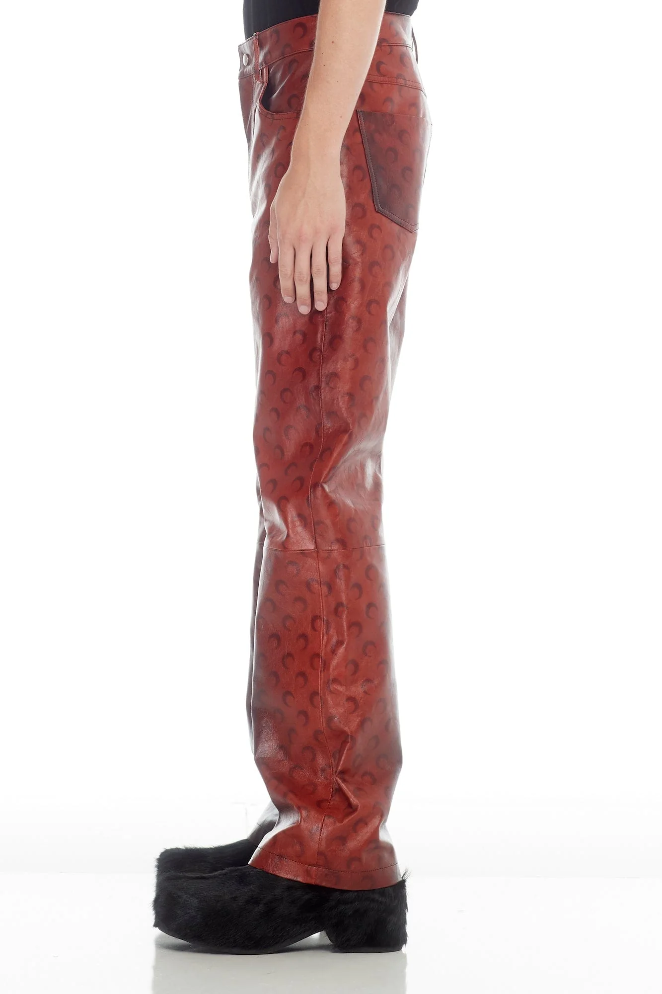 Marine Serre Airbrushed Crafted Leather Wide Leg Pants - Image 2