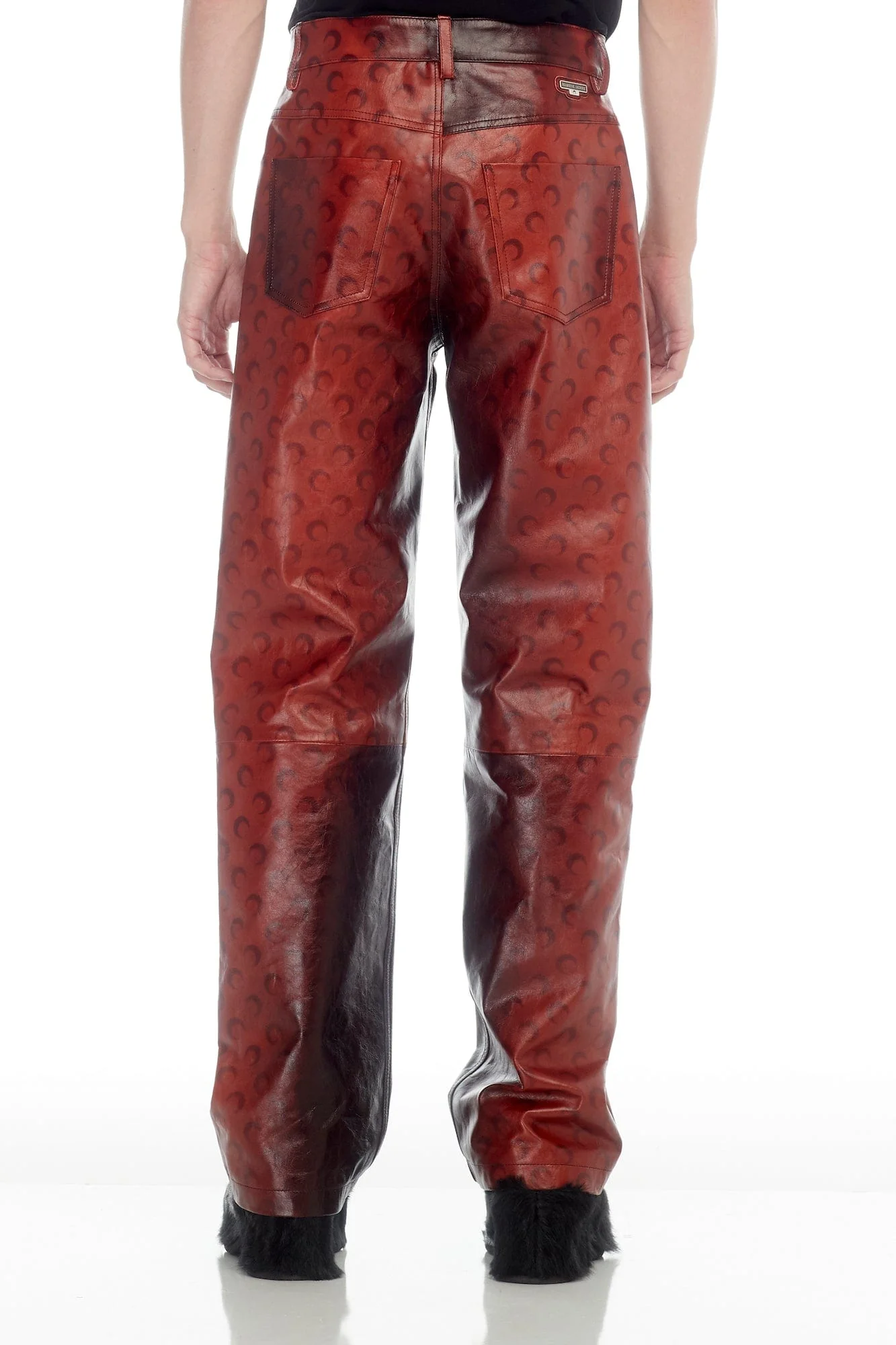 Marine Serre Airbrushed Crafted Leather Wide Leg Pants - Image 3