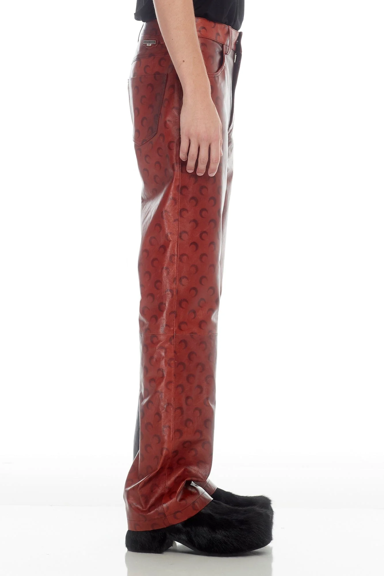 Marine Serre Airbrushed Crafted Leather Wide Leg Pants - Image 4