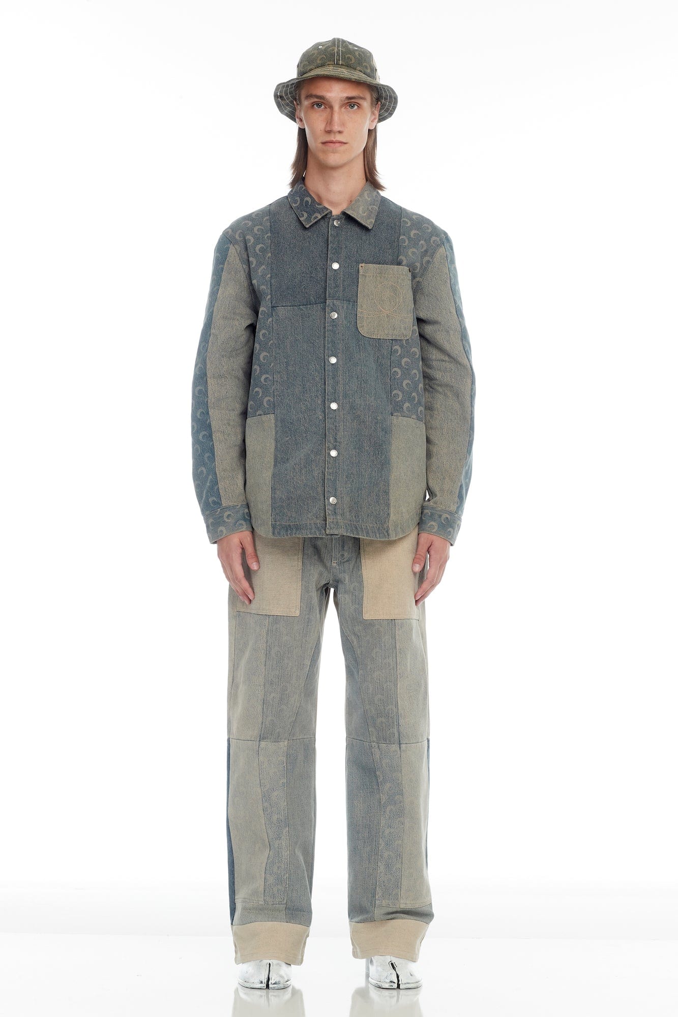 Marine Serre Regenerated Denim Button Down Shirt
