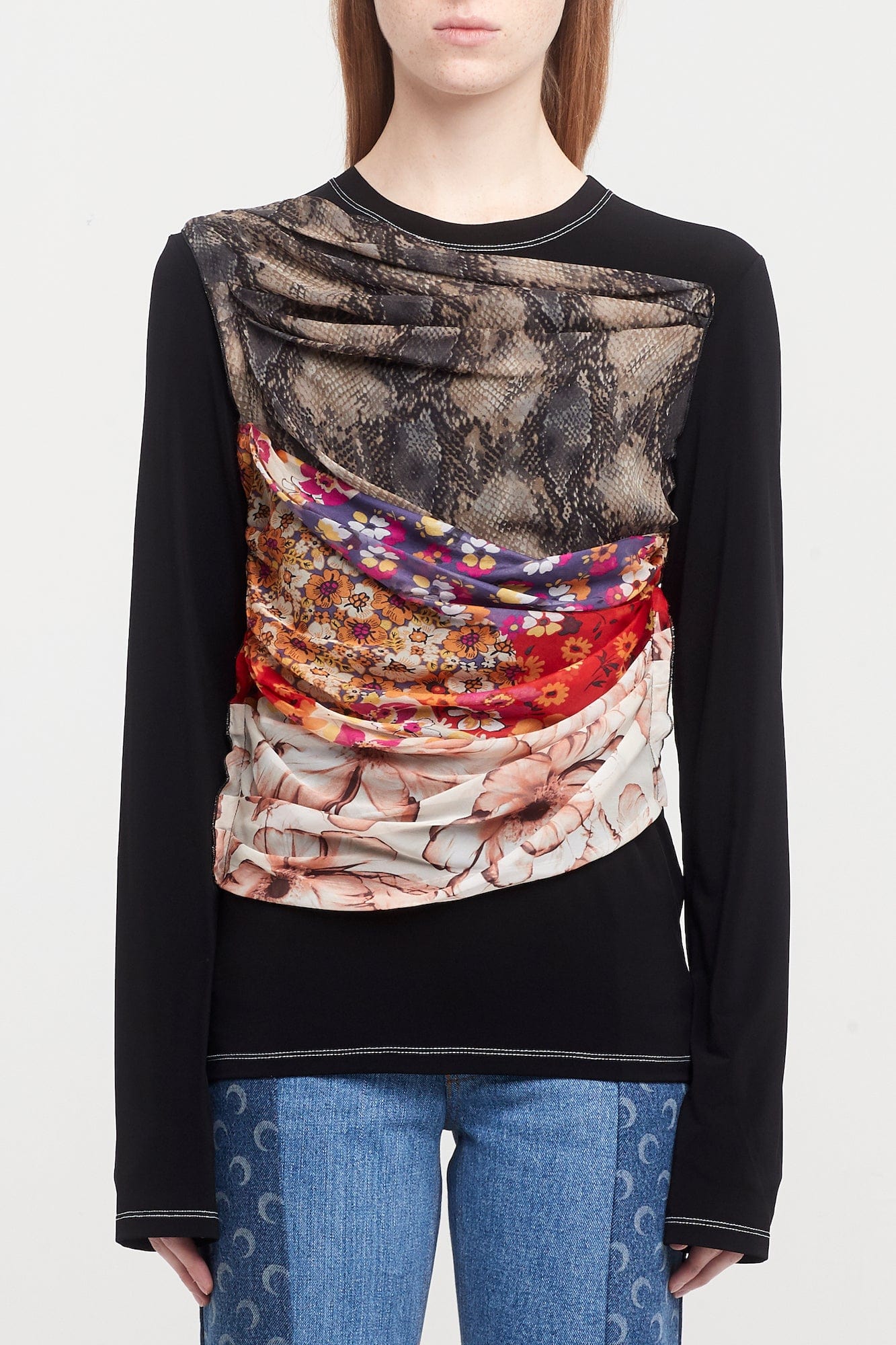 Marine Serre Regenerated Silk Scarves Draped Top