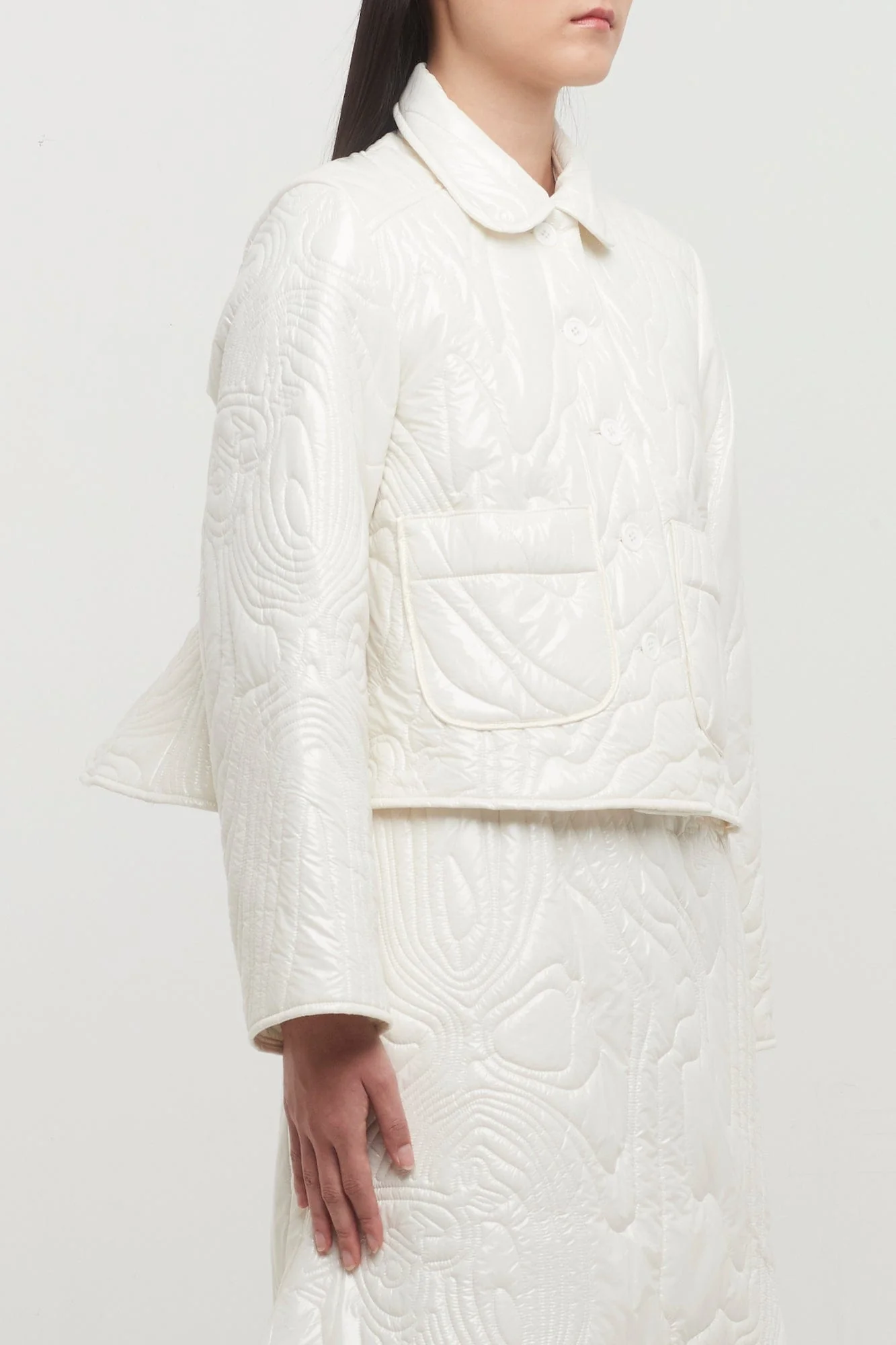 Melitta Baumeister White Glossy Nylon Quilt Jacket - Image 2
