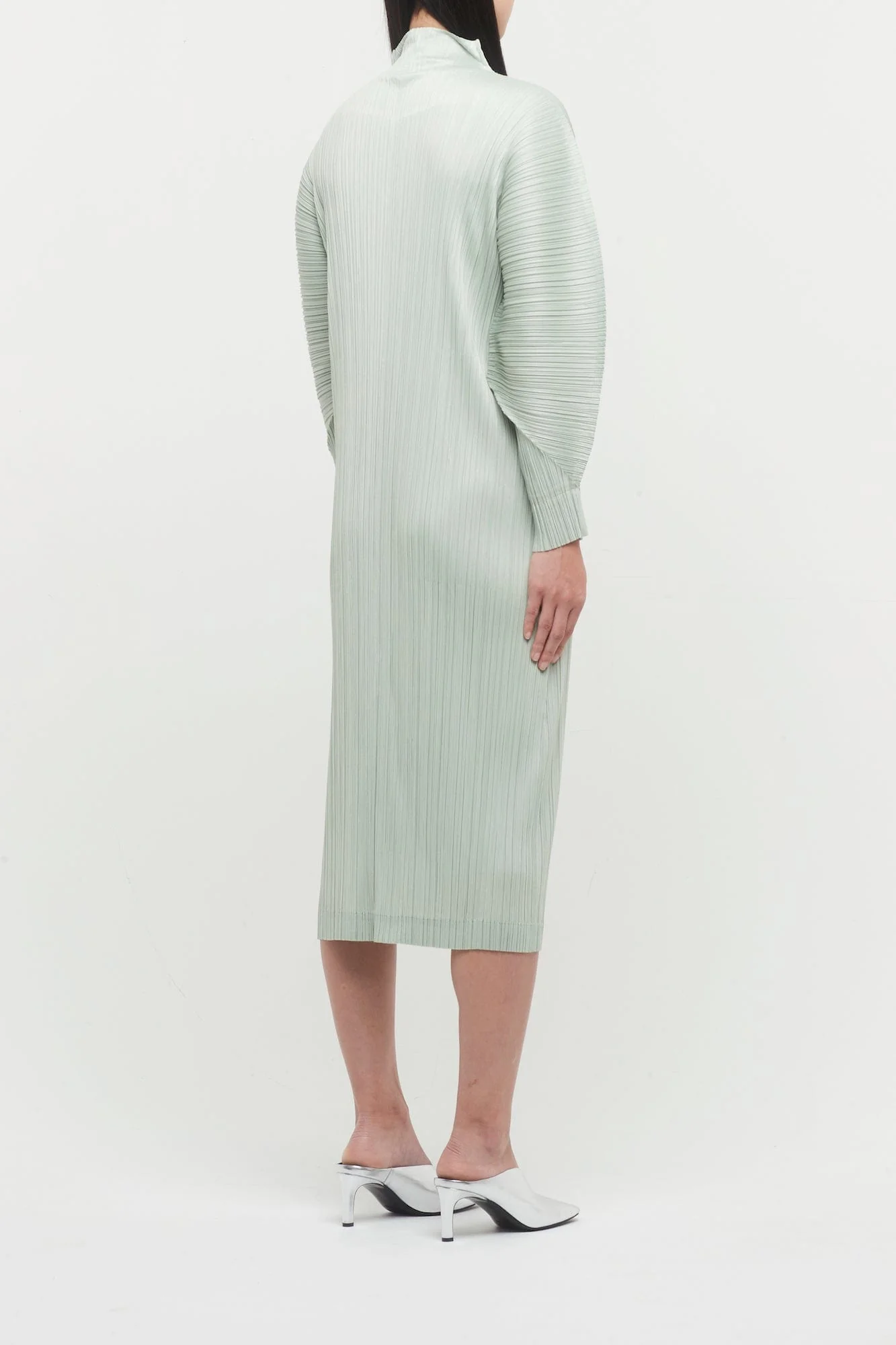Pleats Please Issey Miyake Monthly Colors November Coat in Sage Green - Image 3