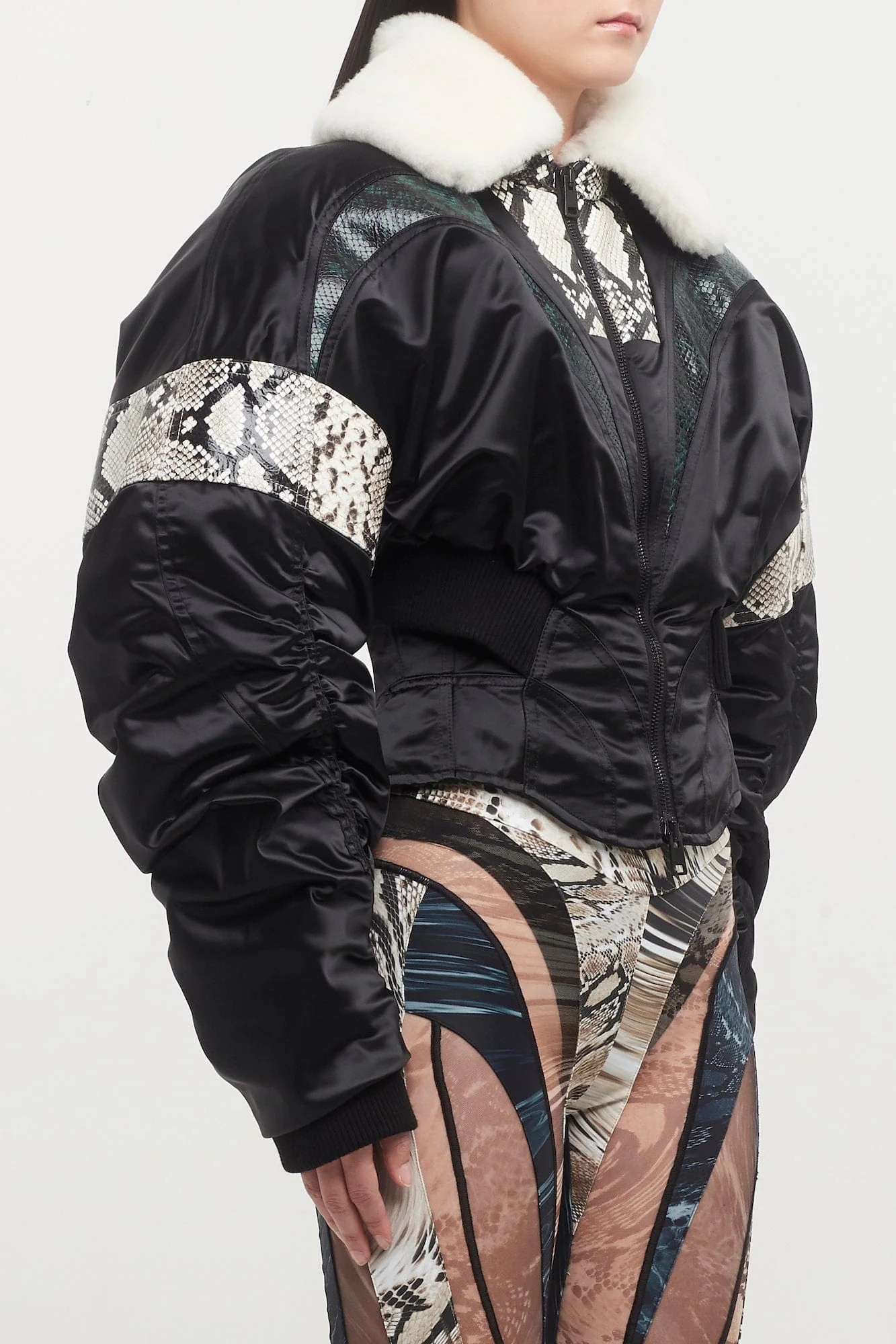 Mugler Snake Embossed Shiny Bomber - Image 2