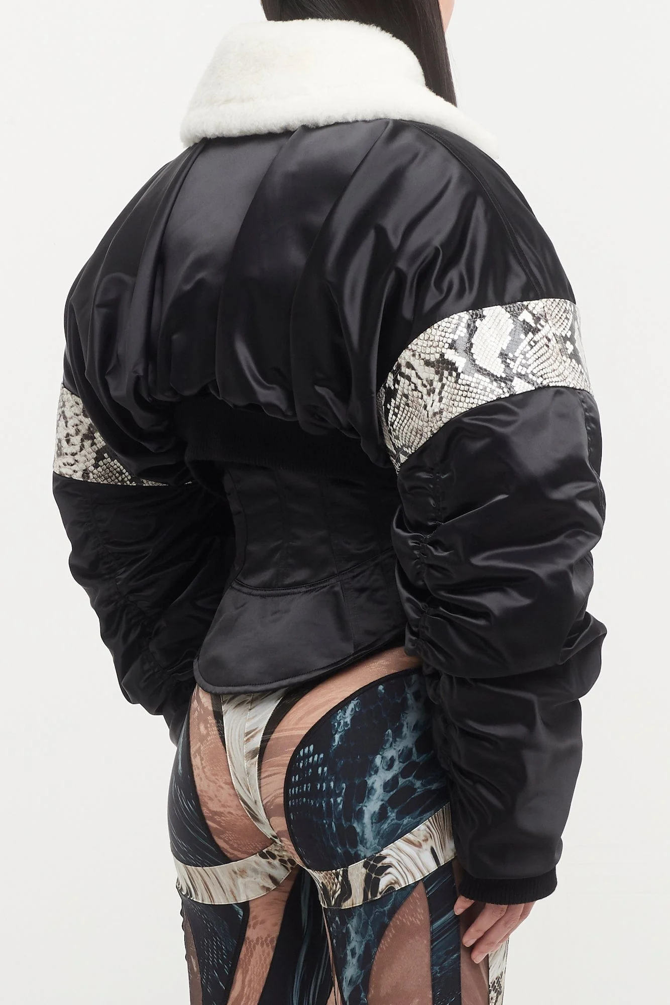 Mugler Snake Embossed Shiny Bomber - Image 3