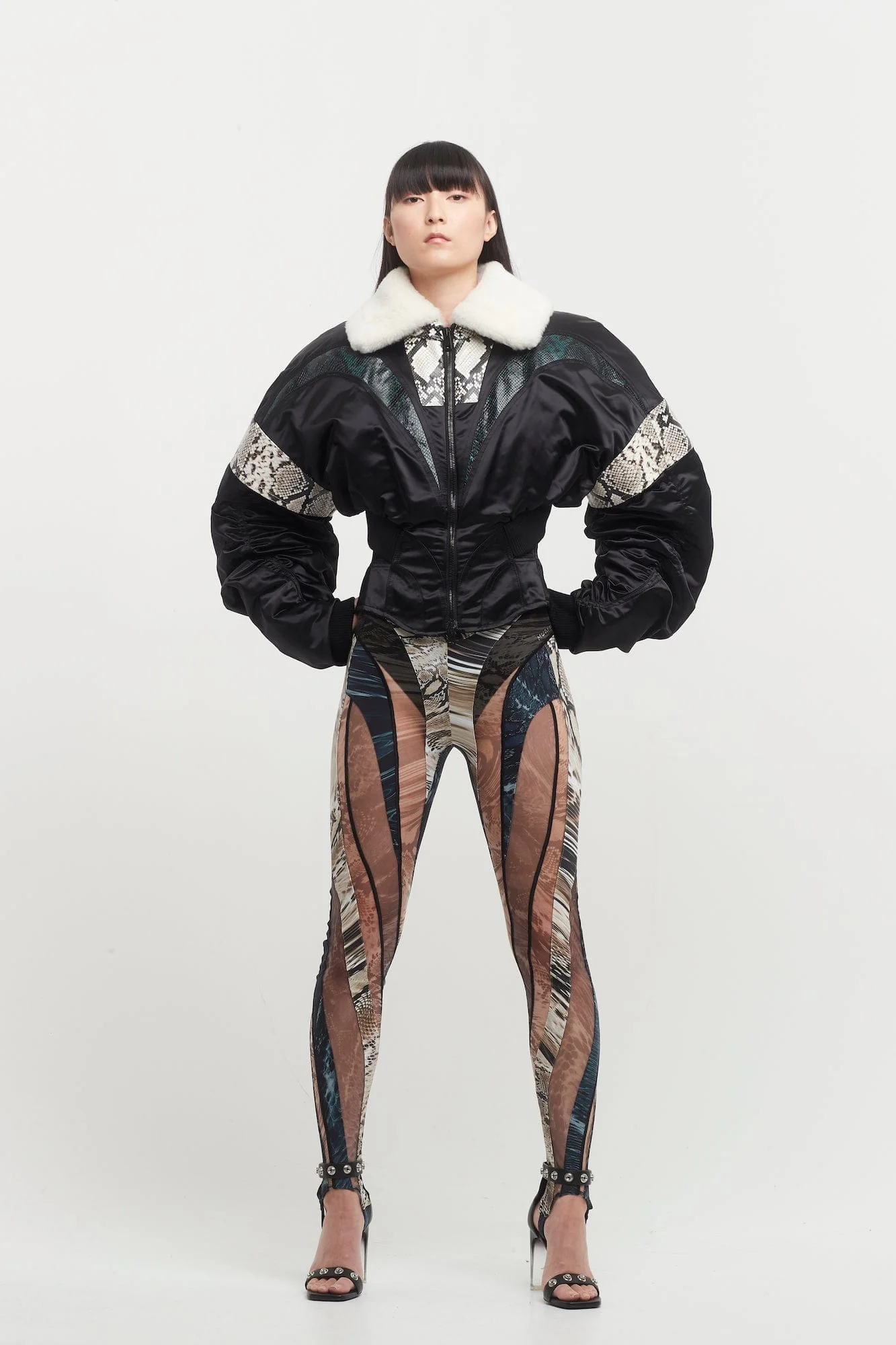 Mugler Snake Embossed Shiny Bomber - Image 4