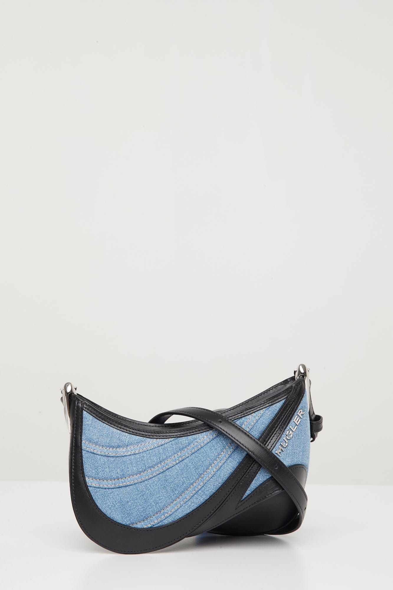Mugler Spiral Denim Bag in Medium Blue with Leather Strap - Image 2