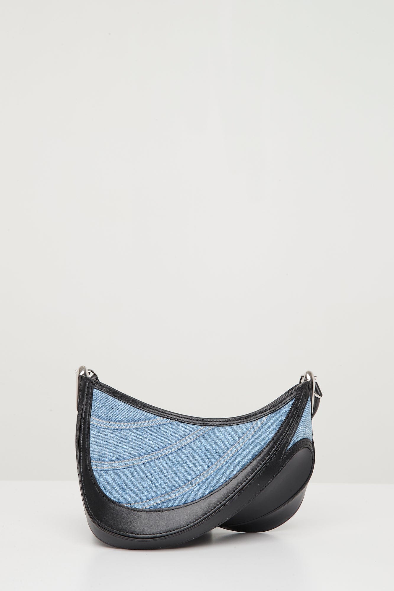 Mugler Spiral Denim Bag in Medium Blue with Leather Strap - Image 4