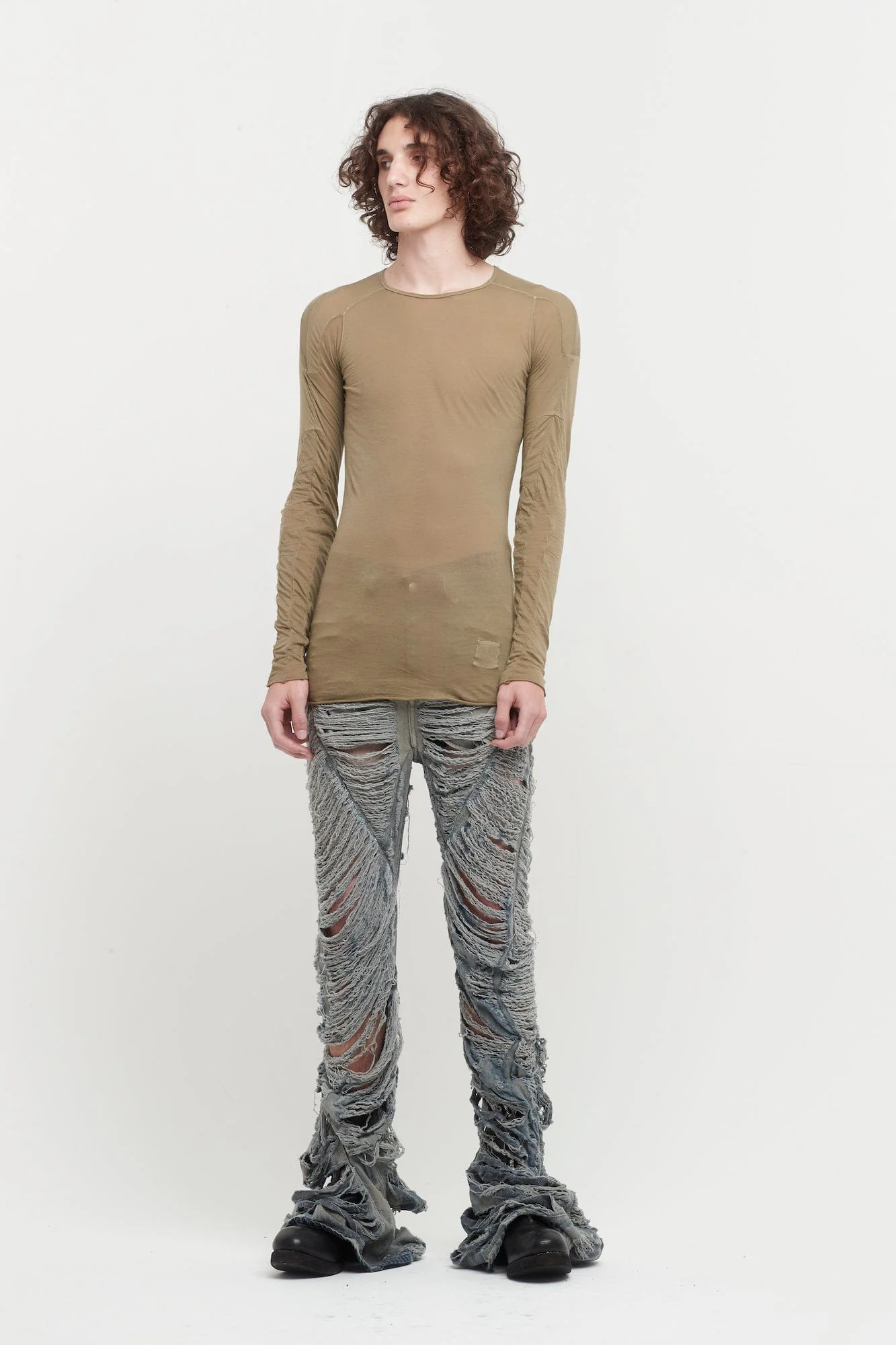 Rick Owens DRKSHDW Scarification LS T in Pale Green - Image 4