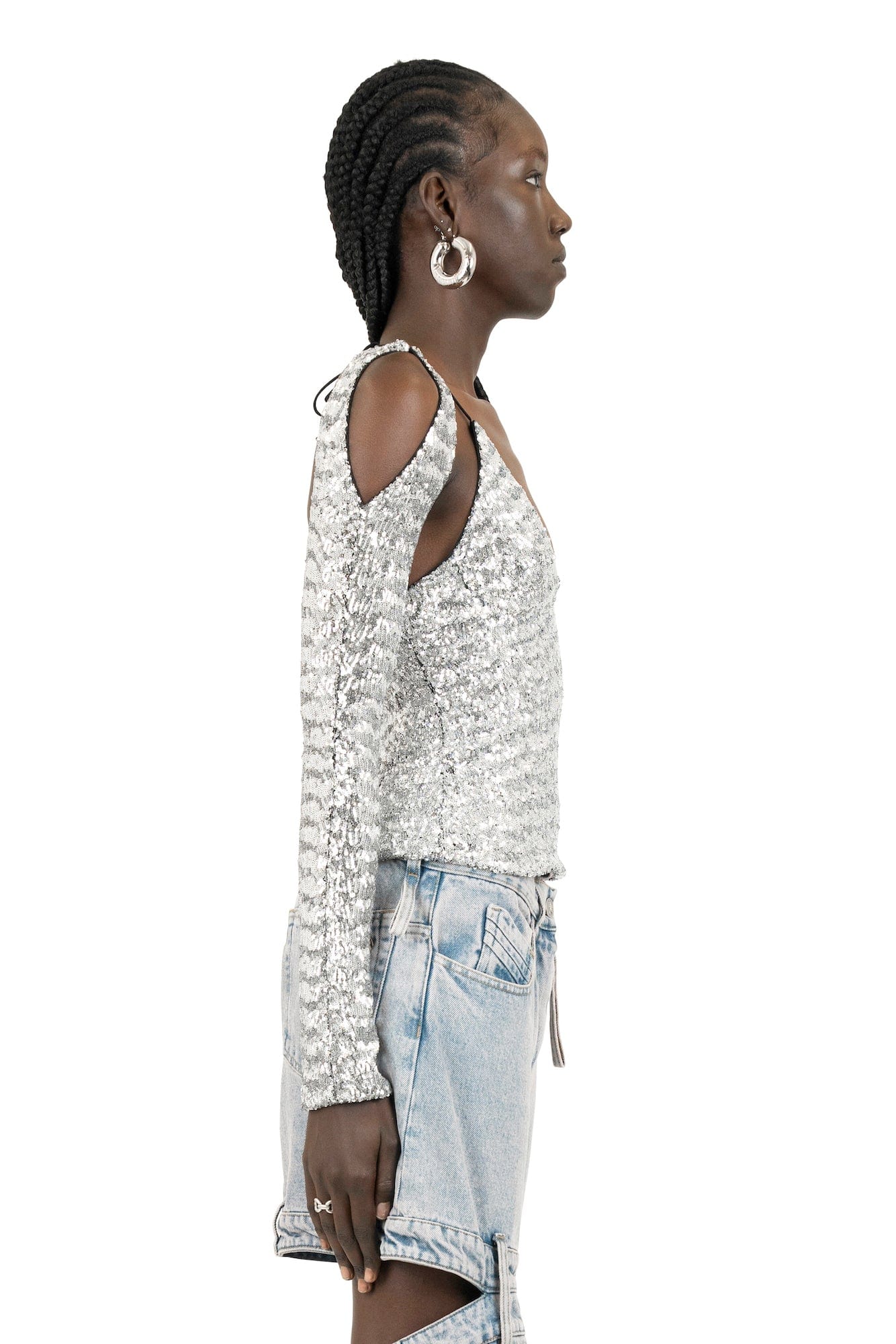 The Attico Zane Top in Silver - Image 2