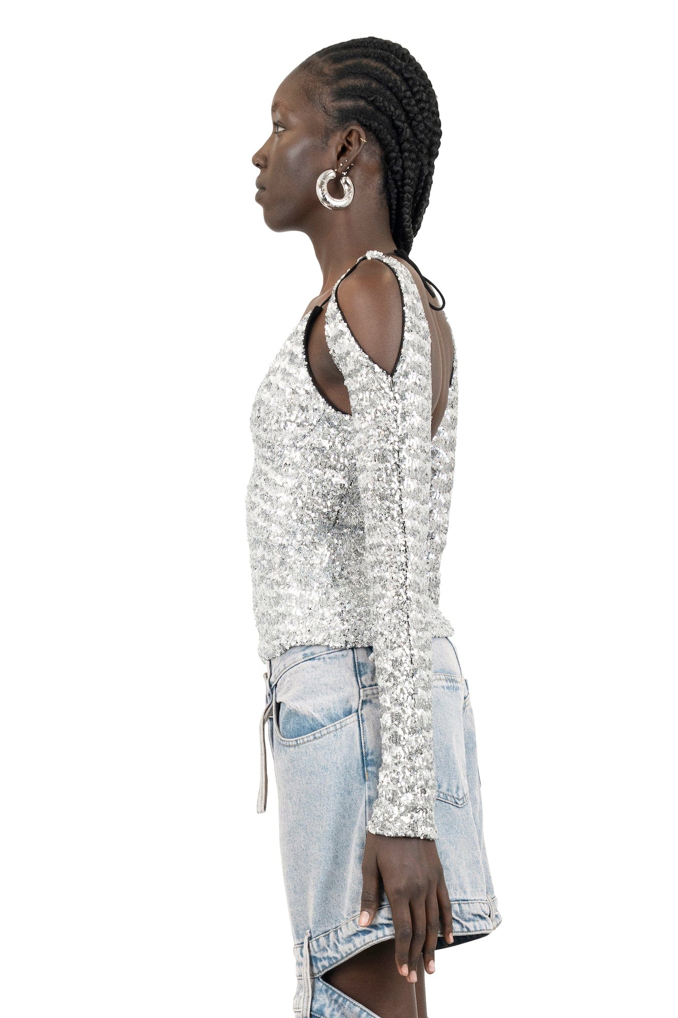 The Attico Zane Top in Silver - Image 4