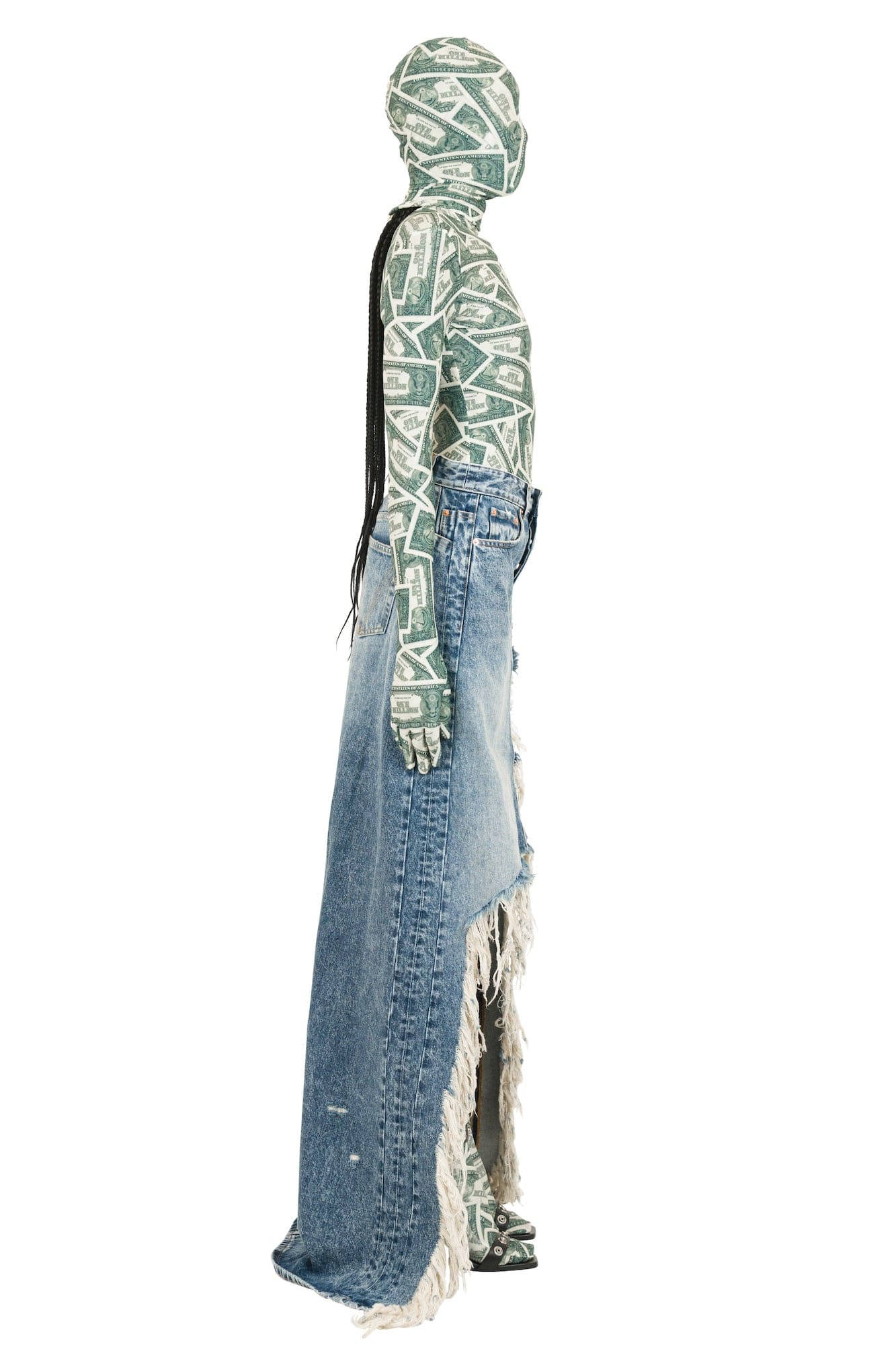 Vetements Destroyed Denim Maxi Skirt in Light Blue - Image 2