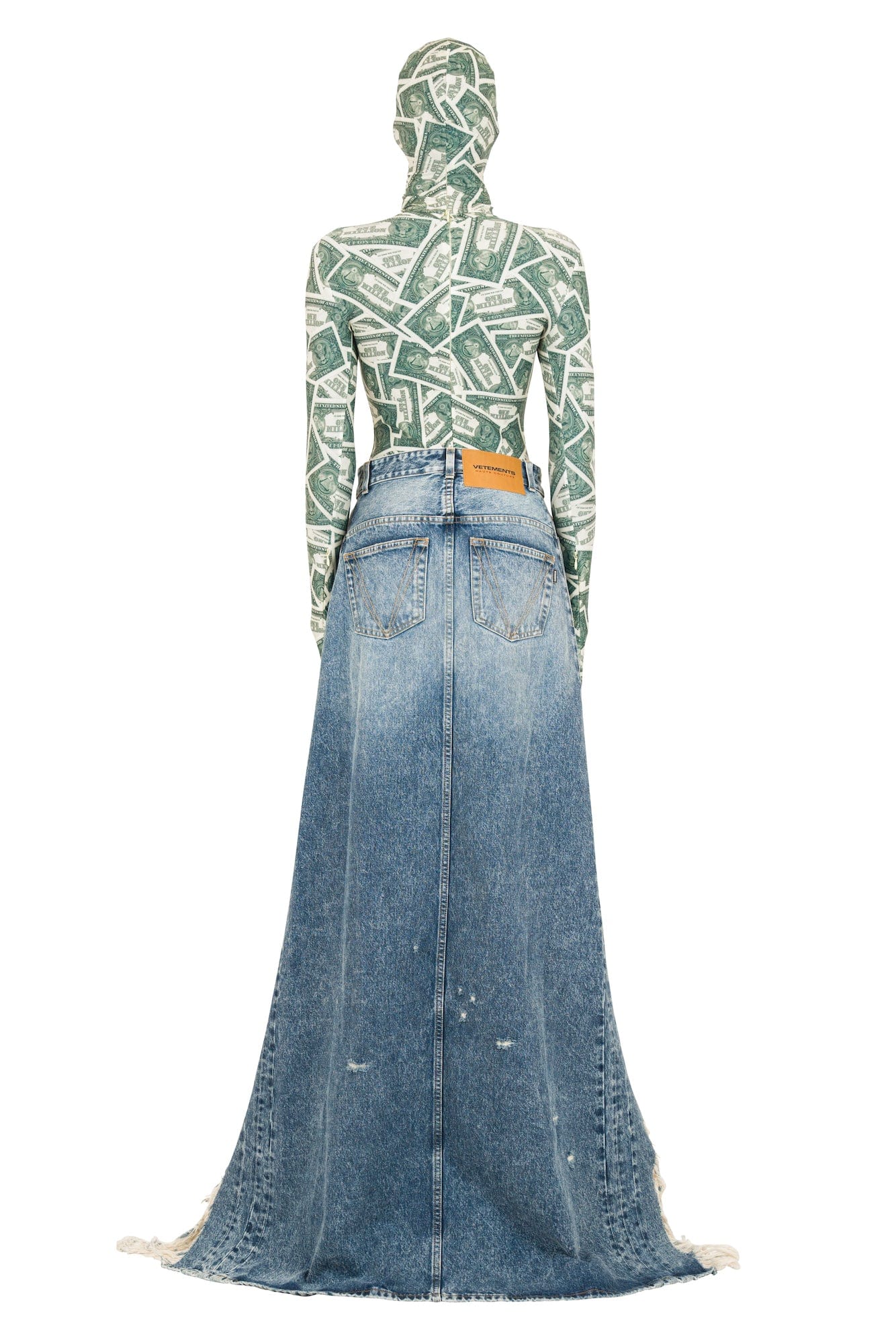 Vetements Destroyed Denim Maxi Skirt in Light Blue - Image 3