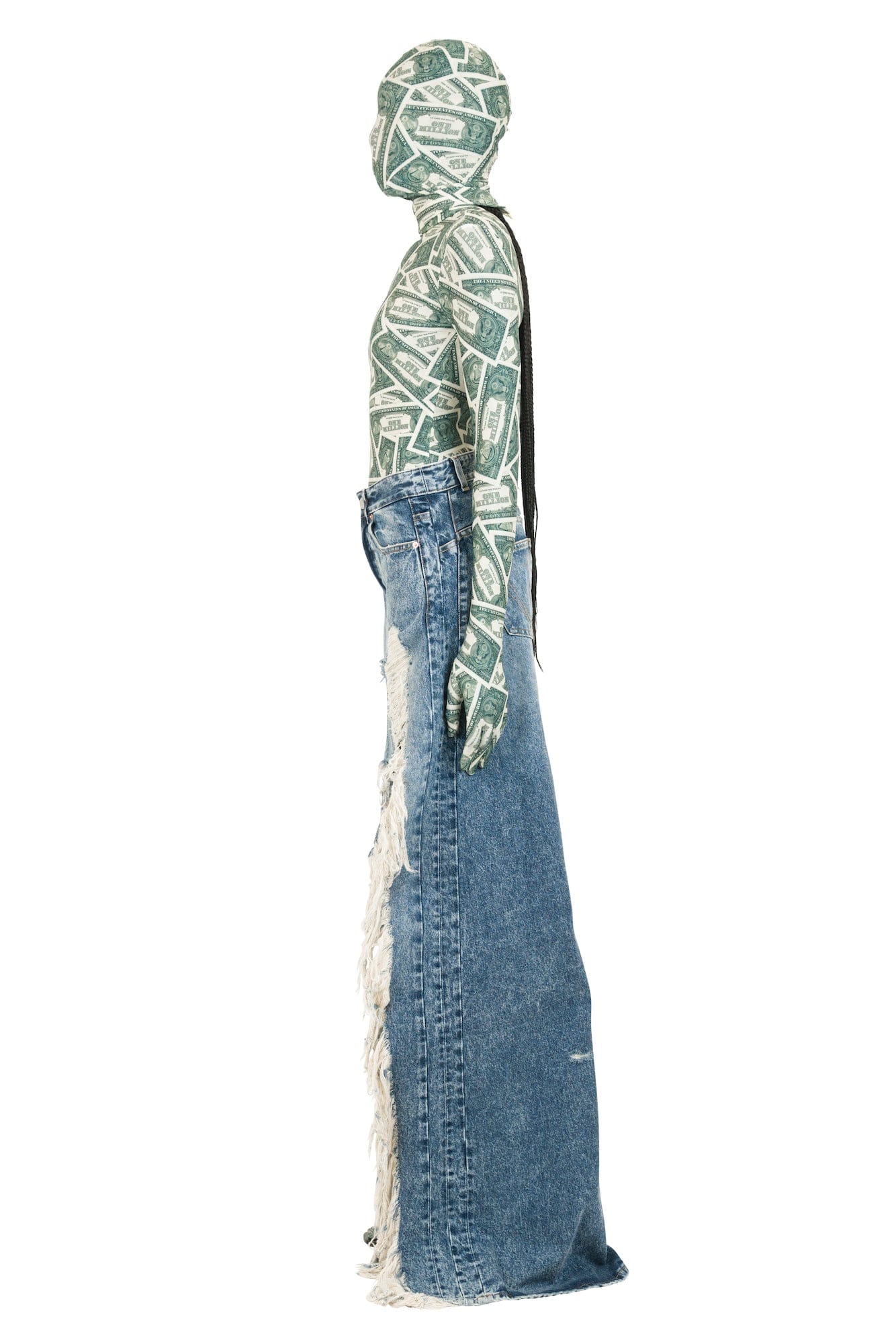 Vetements Destroyed Denim Maxi Skirt in Light Blue - Image 4