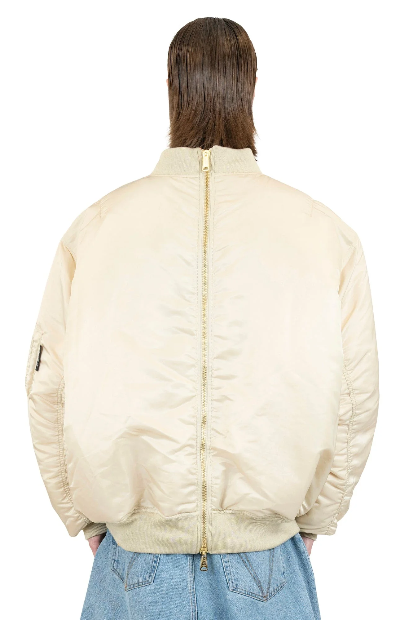 Vetements Double Zip Bomber Jacket in Cream - Image 2