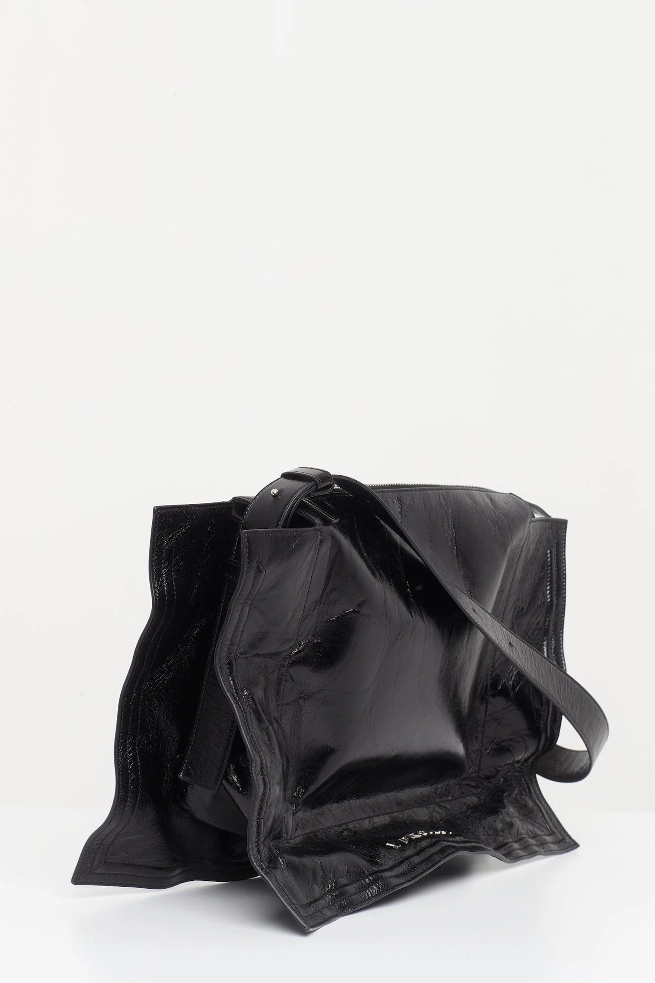 Y/Project Wire Cabas Bag in Shiny Black - Image 2