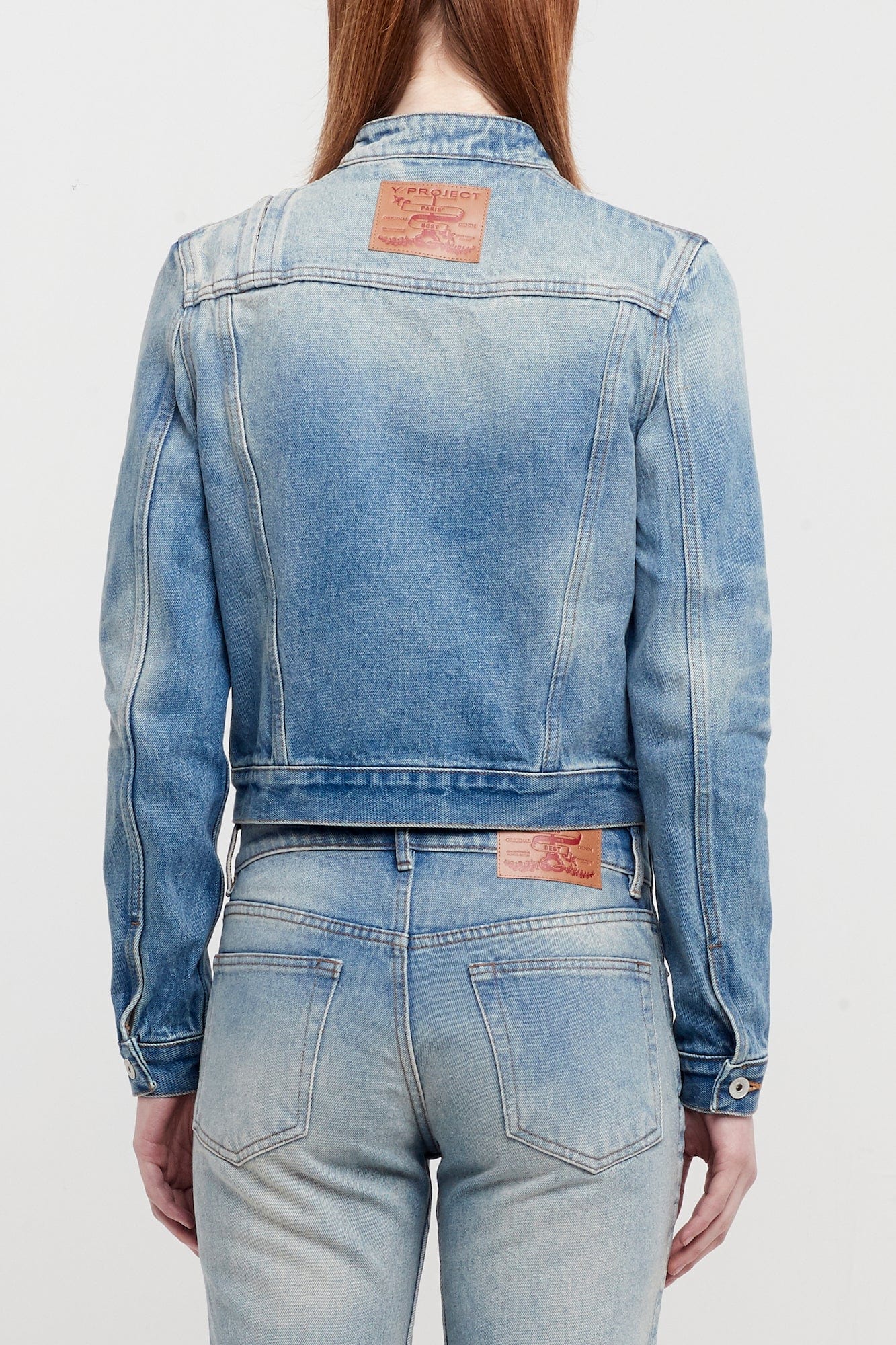 Y/Project Womens Hook and Eye Denim Moto Jacket - Image 3