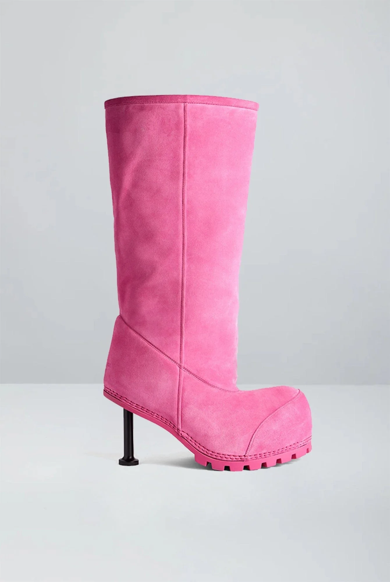 Balenciaga Alaska Fur Boot Heel in Pink