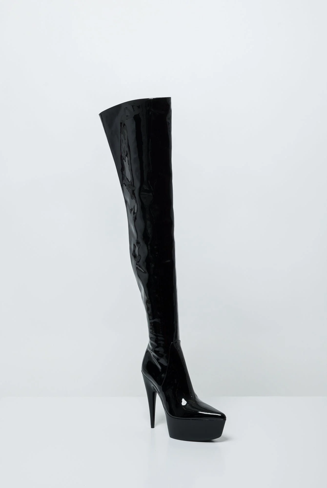 Balenciaga Sunset OTK boot in Black Patent - Image 2