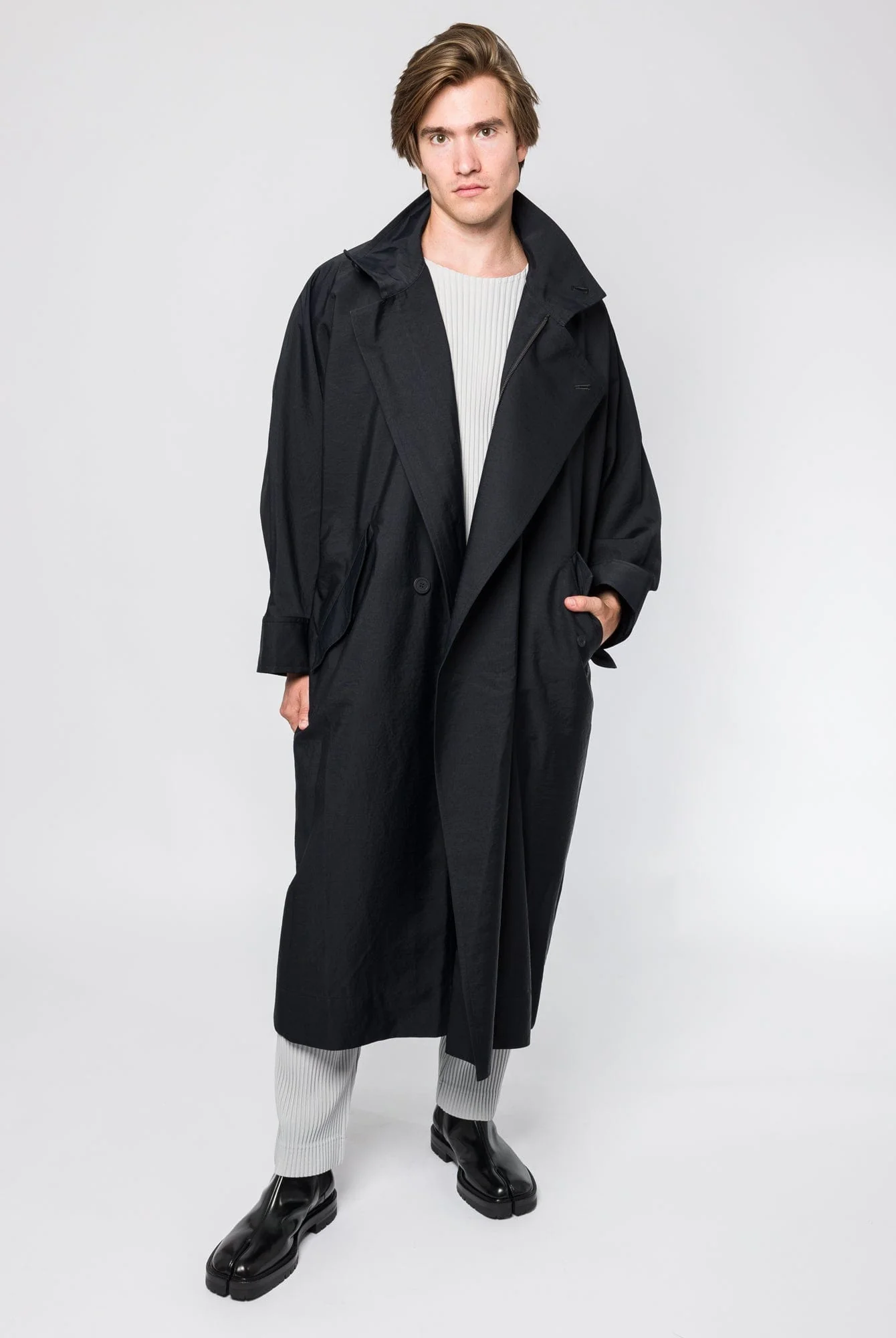 Homme Plissé Issey Miyake Blank Coat in Black - Image 3
