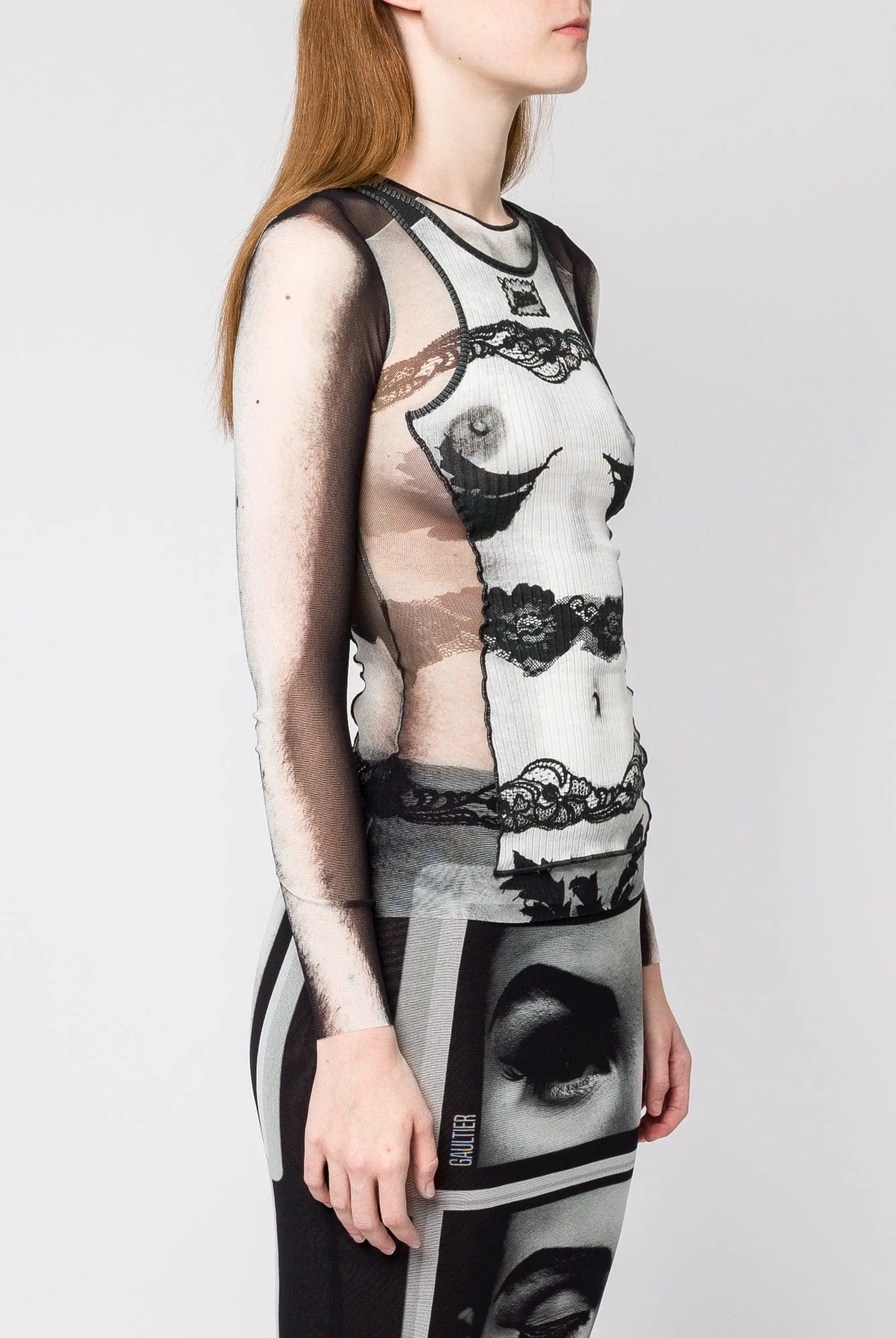 Jean Paul Gaultier Body Lace Mariniere Mesh Top - Image 2