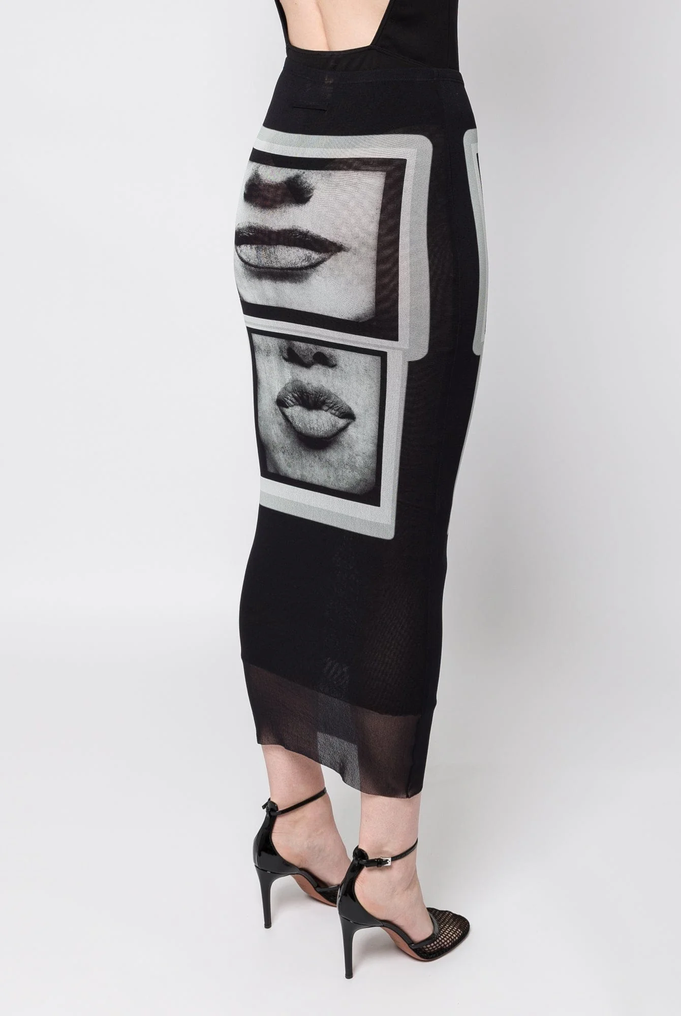Jean Paul Gaultier Eyes and Lips Mesh Long Skirt - Image 3