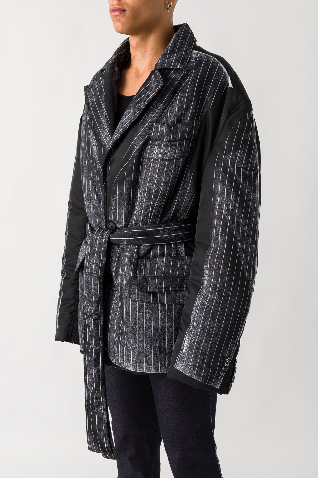 Jean Paul Gaultier Pinstripe Printed Nylon Padded Jacket - Image 2