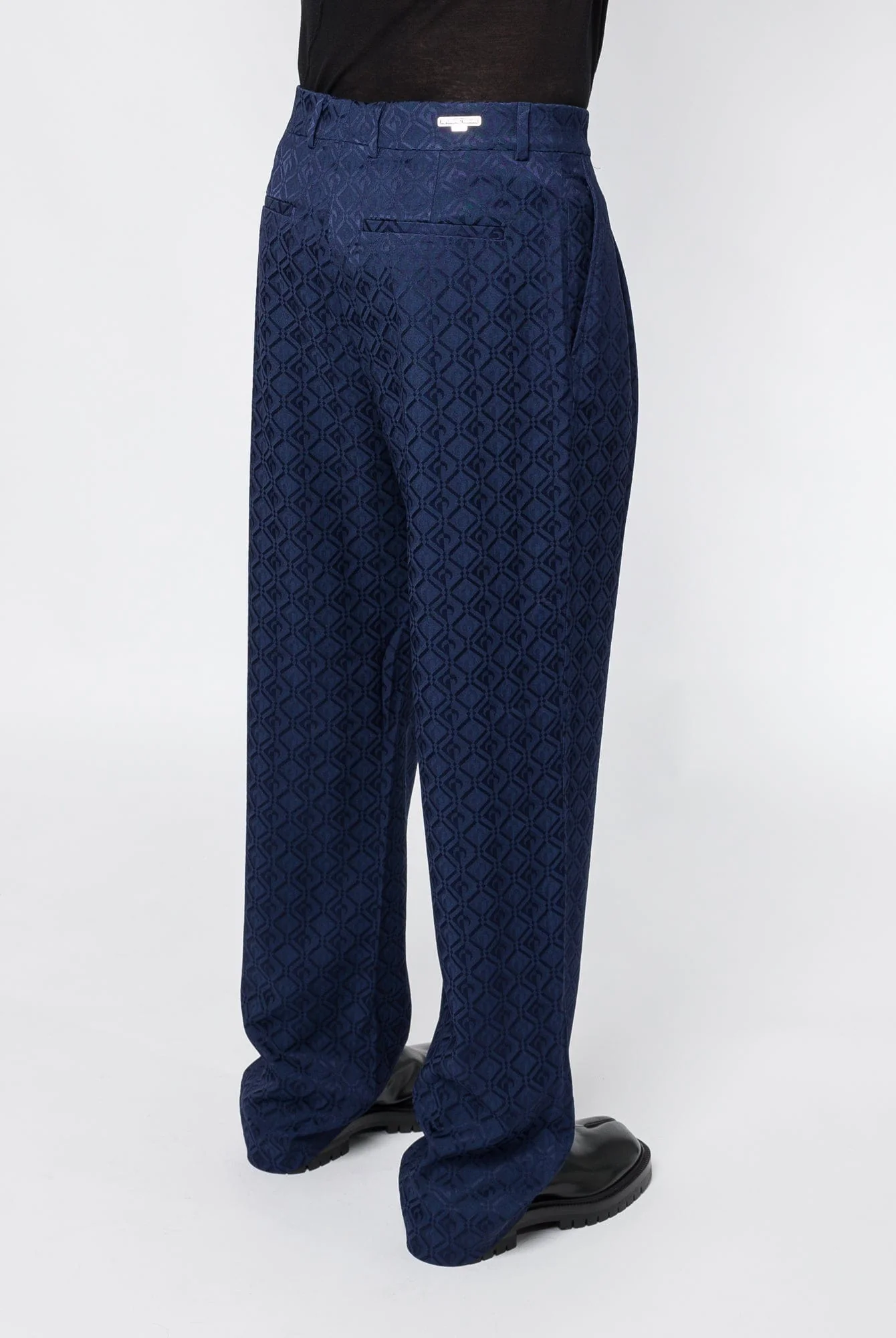 Marine Serre Moon Diamond Jacquard Tailoring Wide Pleated Trousers - Image 3
