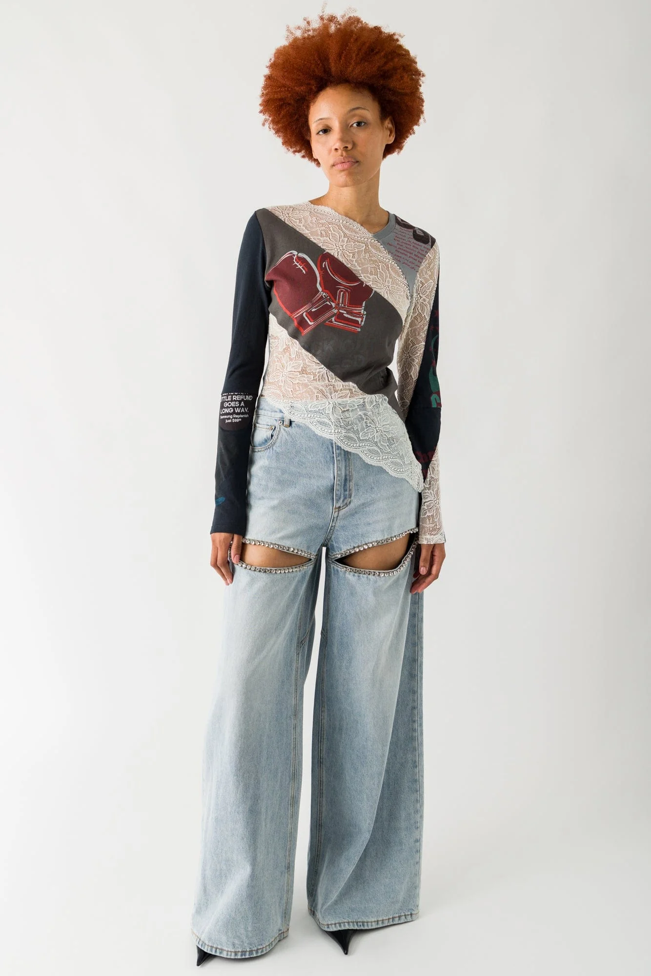 Marine Serre Regenerated T-Shirts and Lace Twisted Top - Image 4