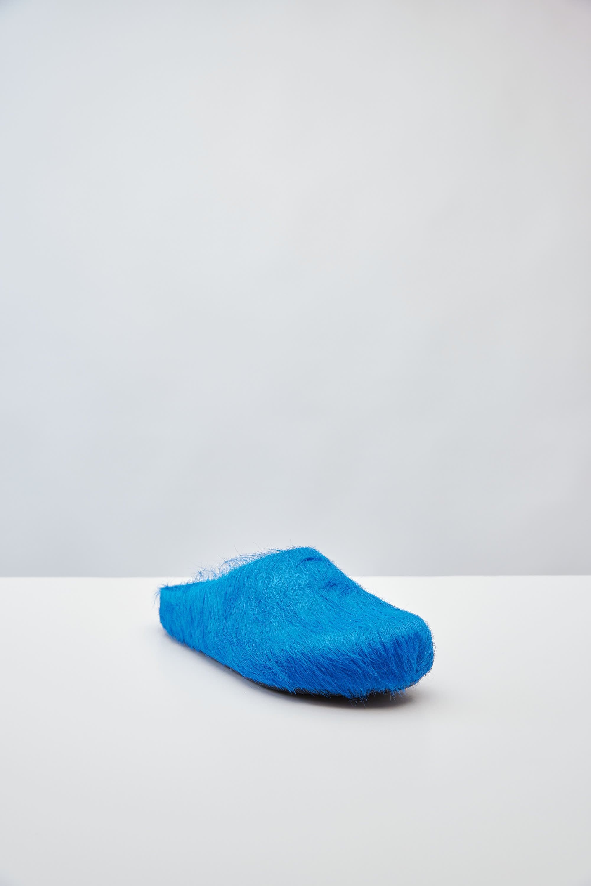 Marni Calf Hair Slippers in Blue - Image 2